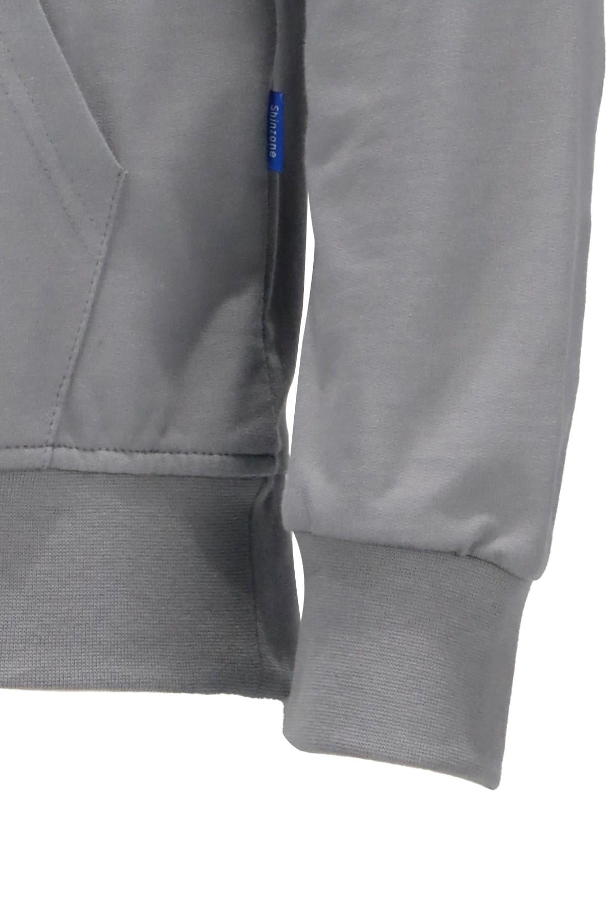 SweatshirtShinzoneErkek Standart Fit Kapüşonlu Kabartma Baskılı Gri Sweatshirt
