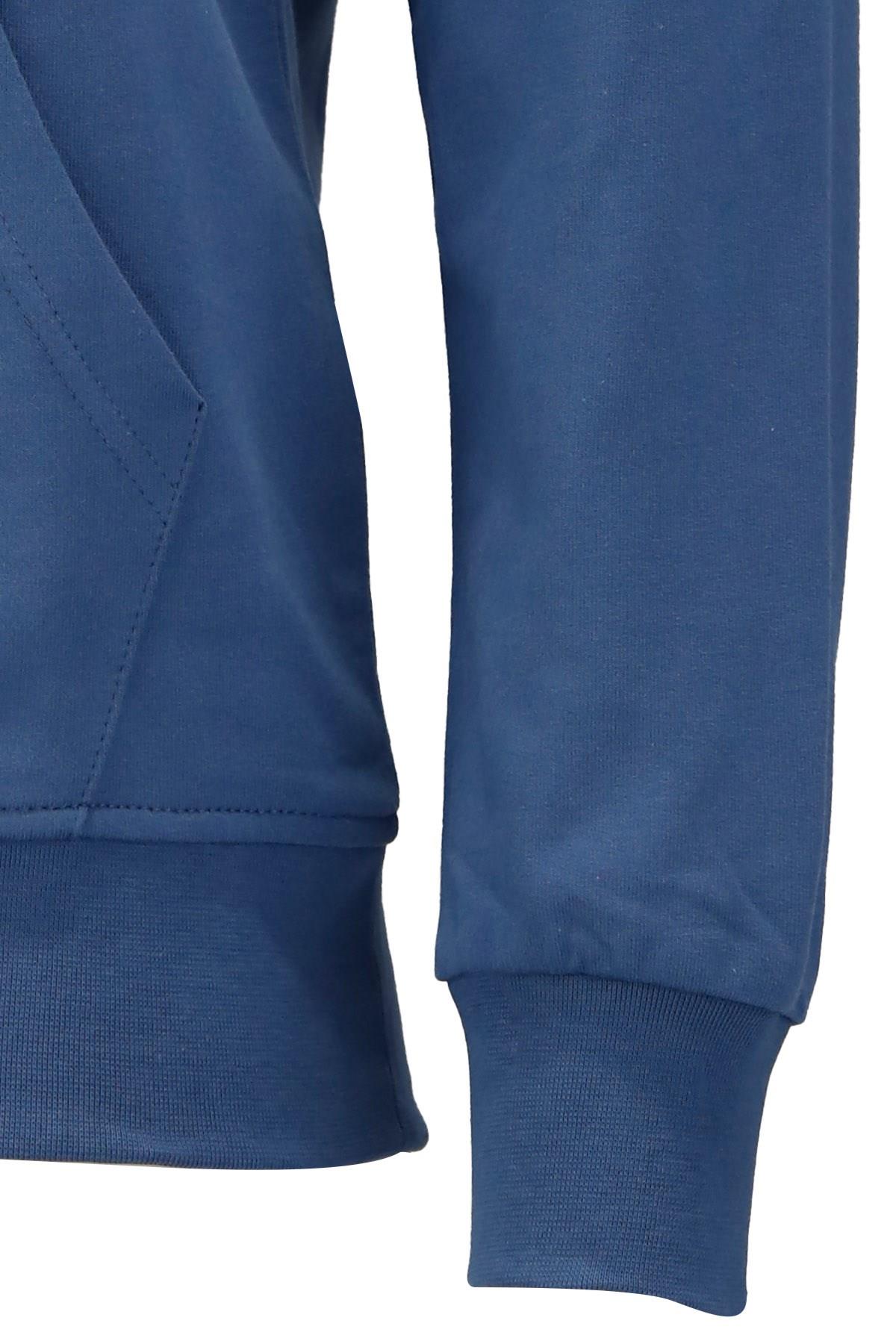 SweatshirtShinzoneErkek Standart Fit Kapüşonlu Kabartma Baskılı Mavi Sweatshirt