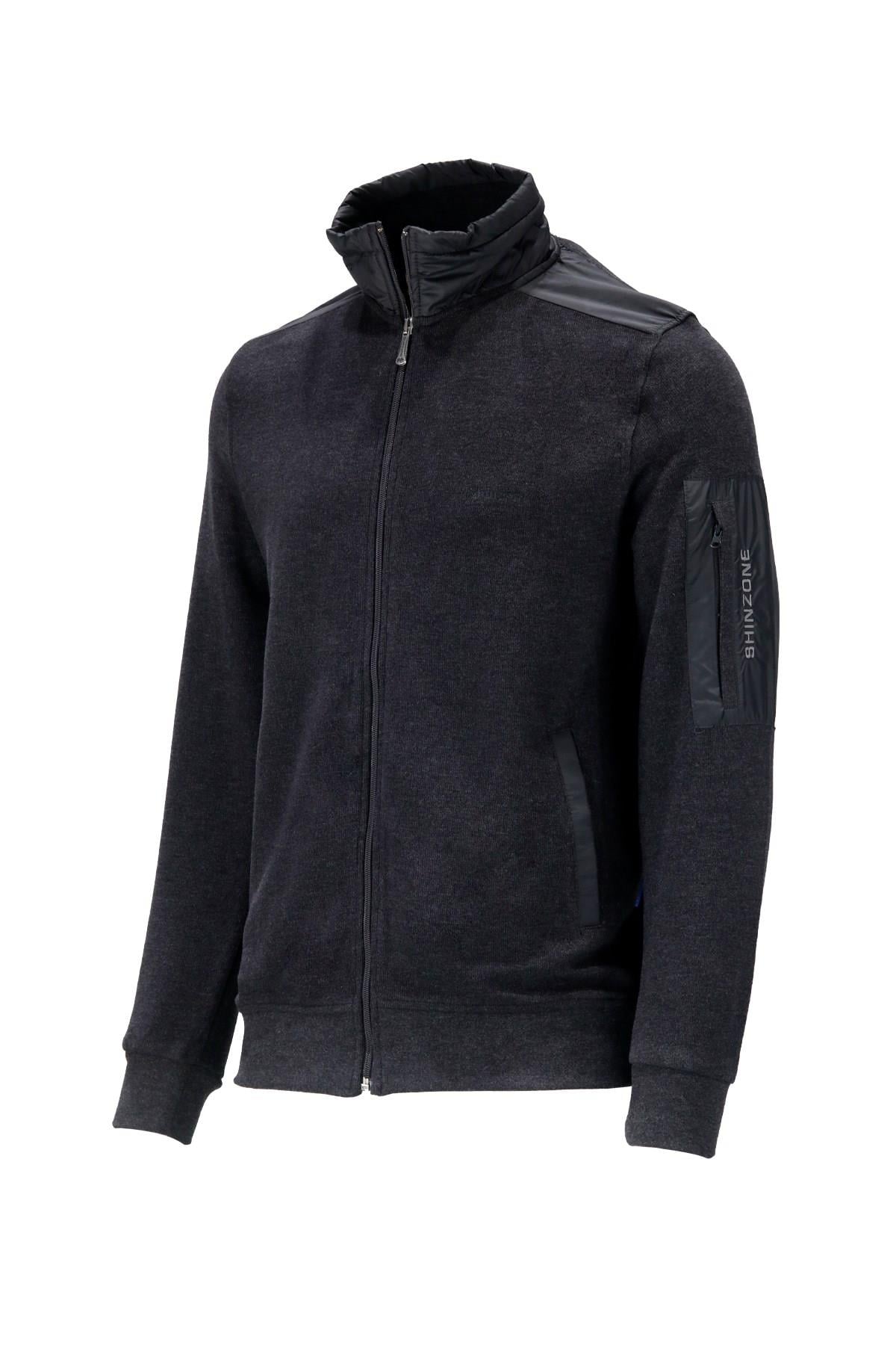 SweatshirtShinzoneErkek Standart Fit Kol Cepli Fermuarlı Füme Sweatshirt