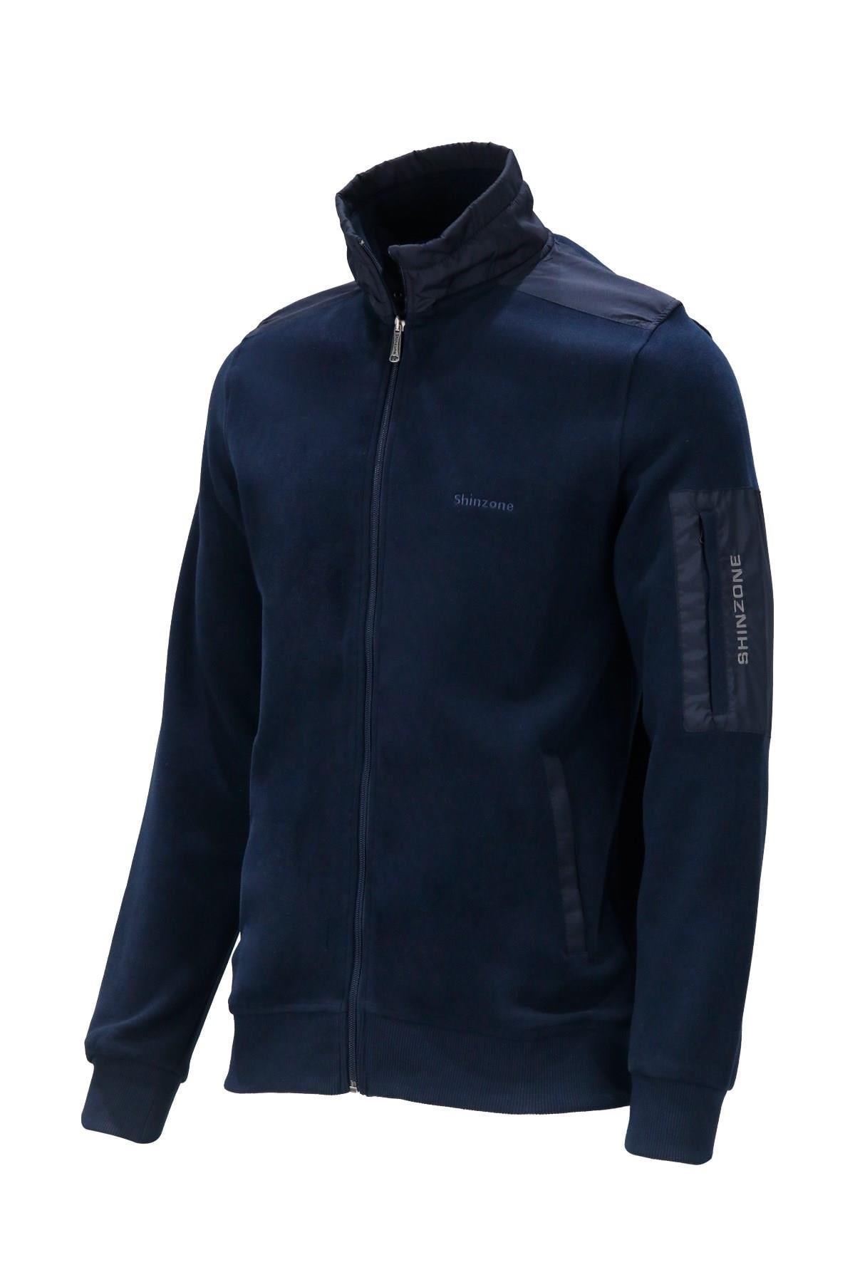 SweatshirtShinzoneErkek Standart Fit Kol Cepli Fermuarlı Lacivert Sweatshirt