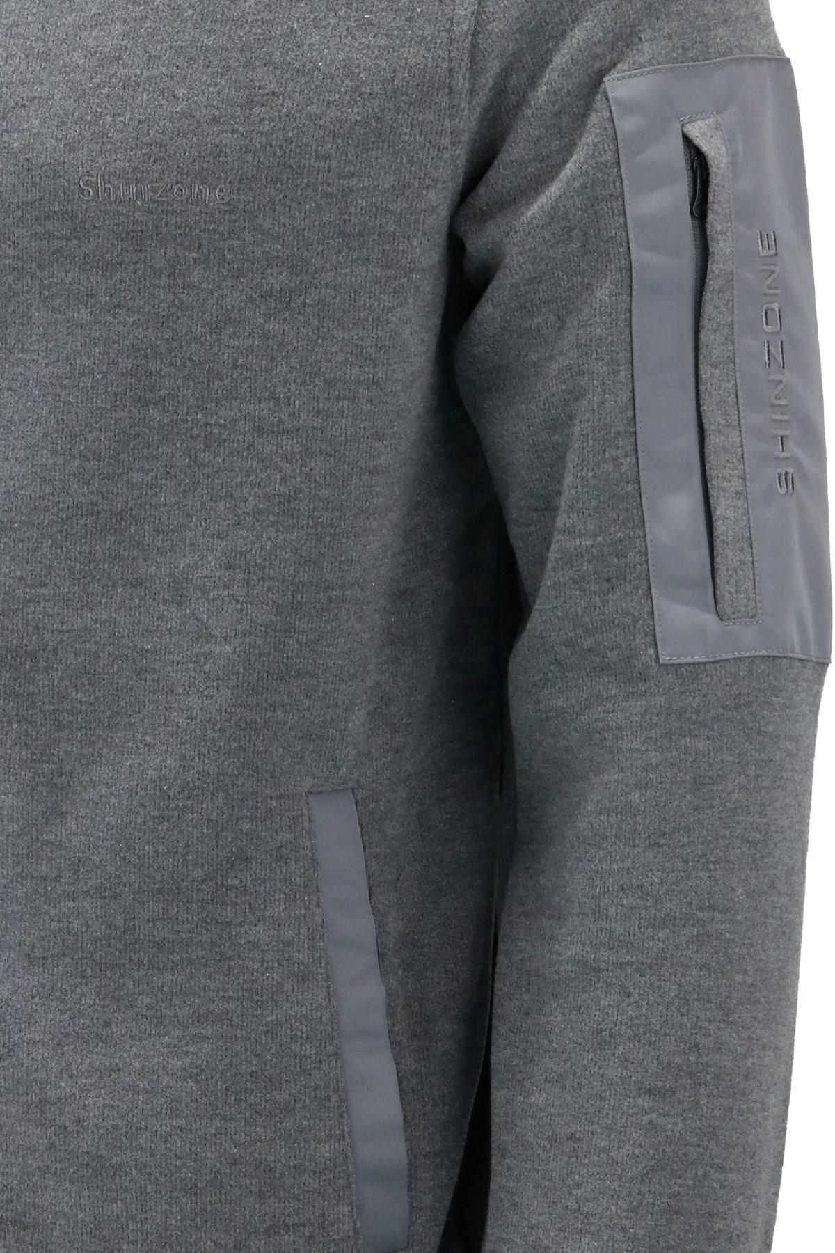 SweatshirtShinzoneErkek Standart Fit Kol Cepli Fermuarlı Gri Sweatshirt