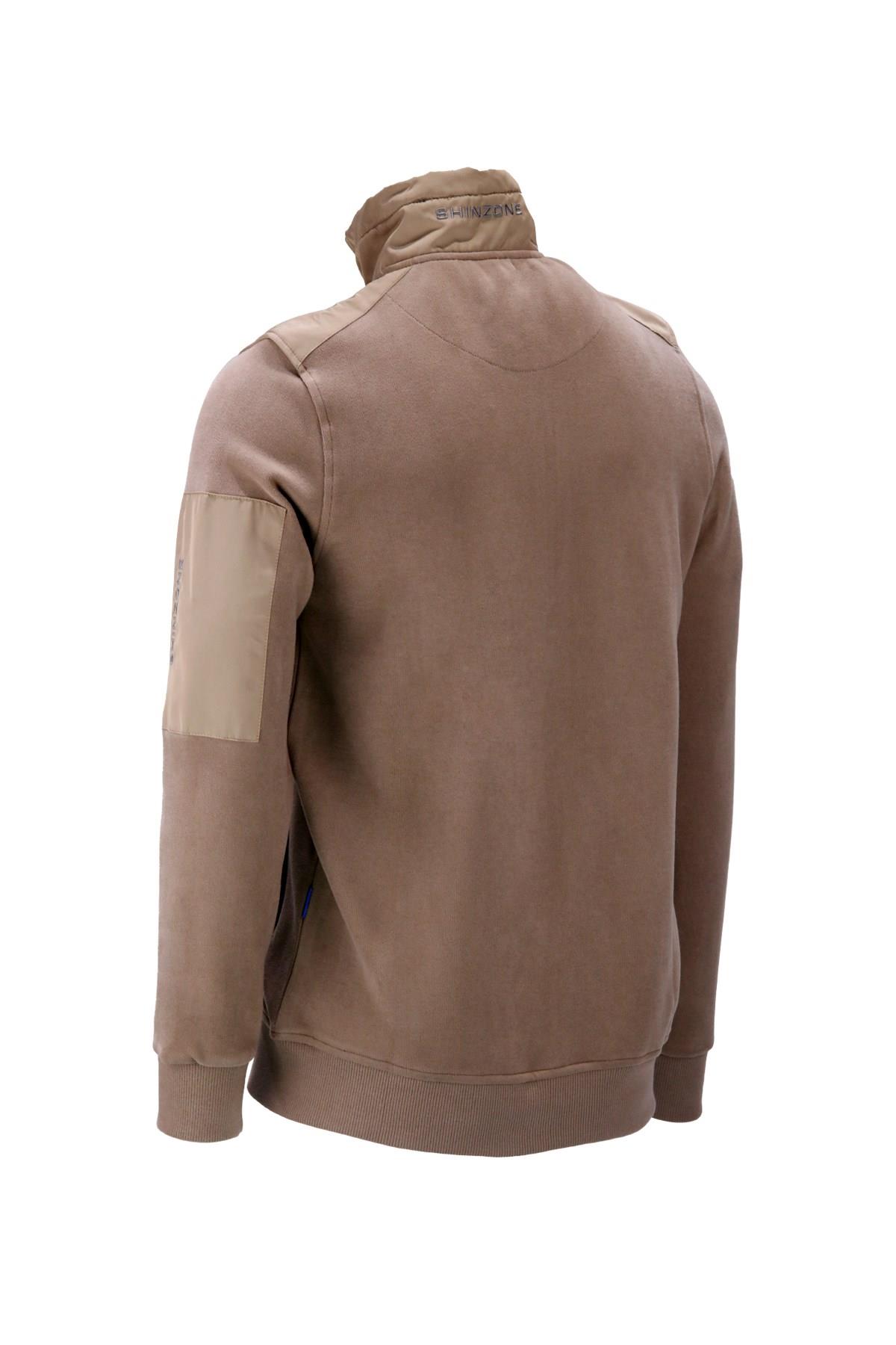 SweatshirtShinzoneErkek Standart Fit Kol Cepli Fermuarlı Vizon Sweatshirt
