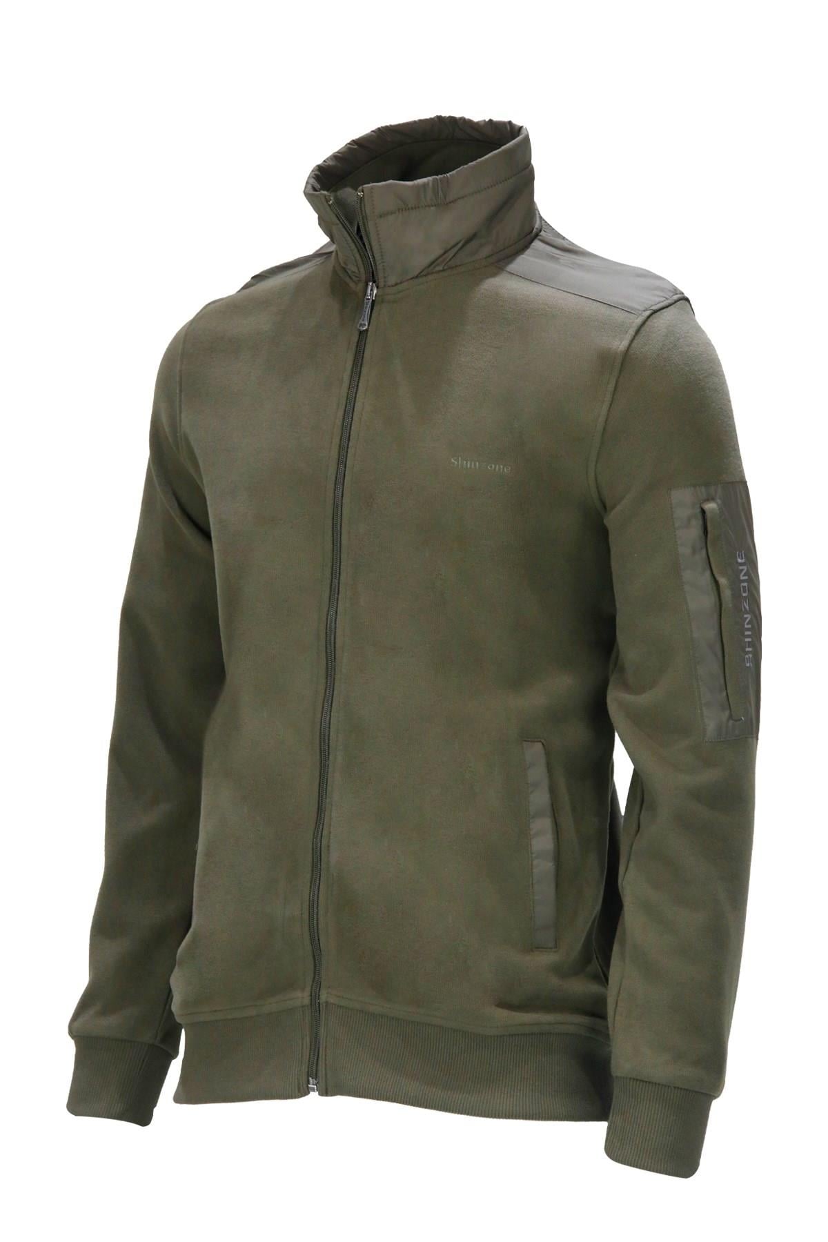 SweatshirtShinzoneErkek Standart Fit Kol Cepli Fermuarlı Haki Sweatshirt
