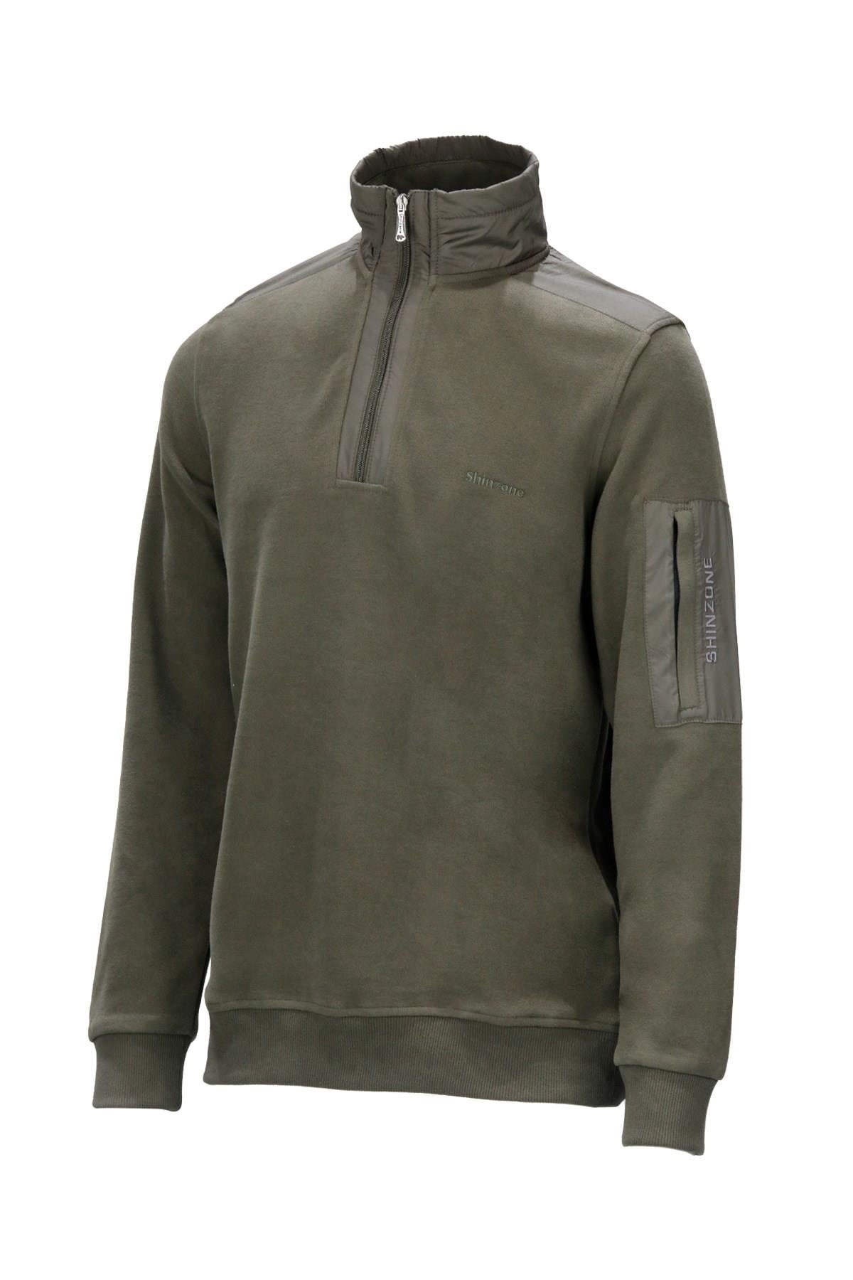 SweatshirtShinzoneErkek Standart Fit Yarım Fermuarlı Haki Sweatshirt