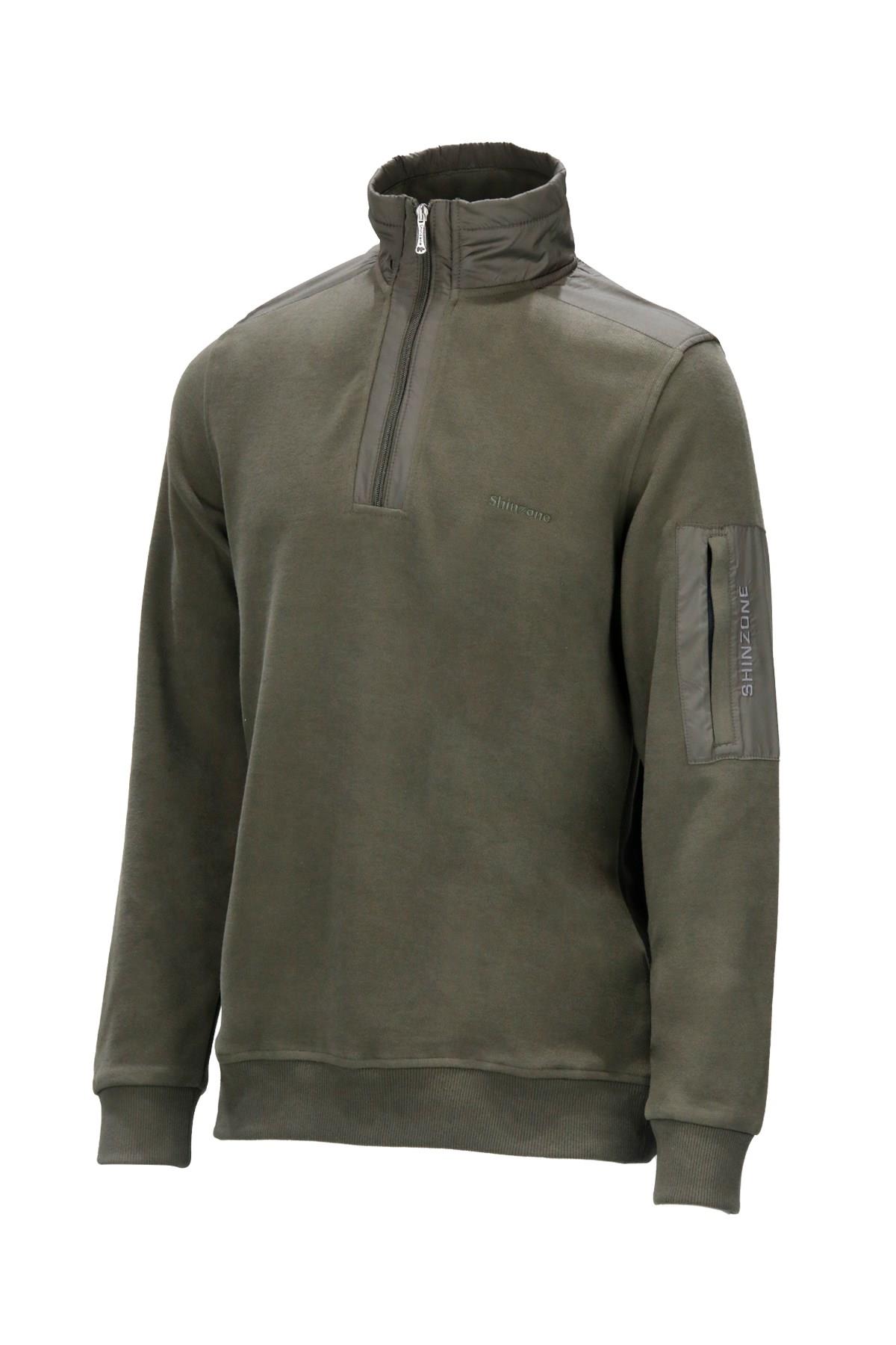 SweatshirtShinzoneErkek Standart Fit Yarım Fermuarlı Haki Sweatshirt