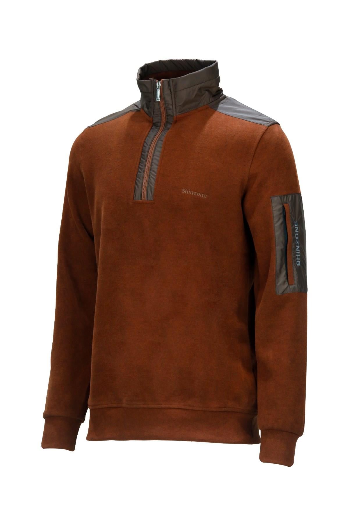 SweatshirtShinzoneErkek Standart Fit Yarım Fermuarlı Kiremit Sweatshirt