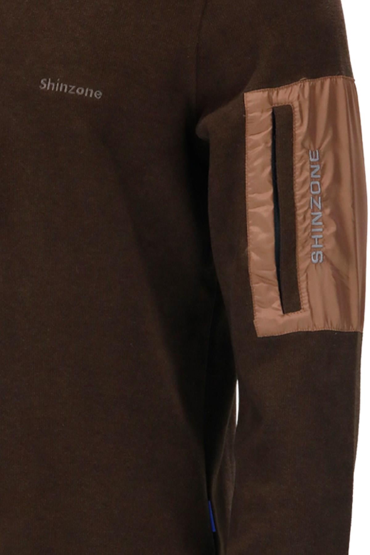 SweatshirtShinzoneErkek Standart Fit Yarım Fermuarlı Koyu Kahverengi Sweatshirt