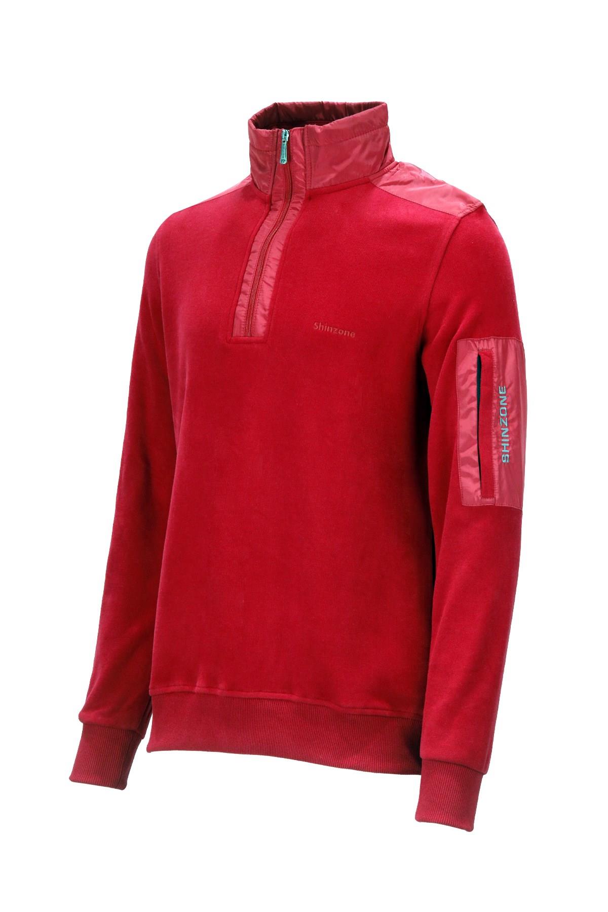 SweatshirtShinzoneErkek Standart Fit Yarım Fermuarlı Nar Çiçeği Sweatshirt