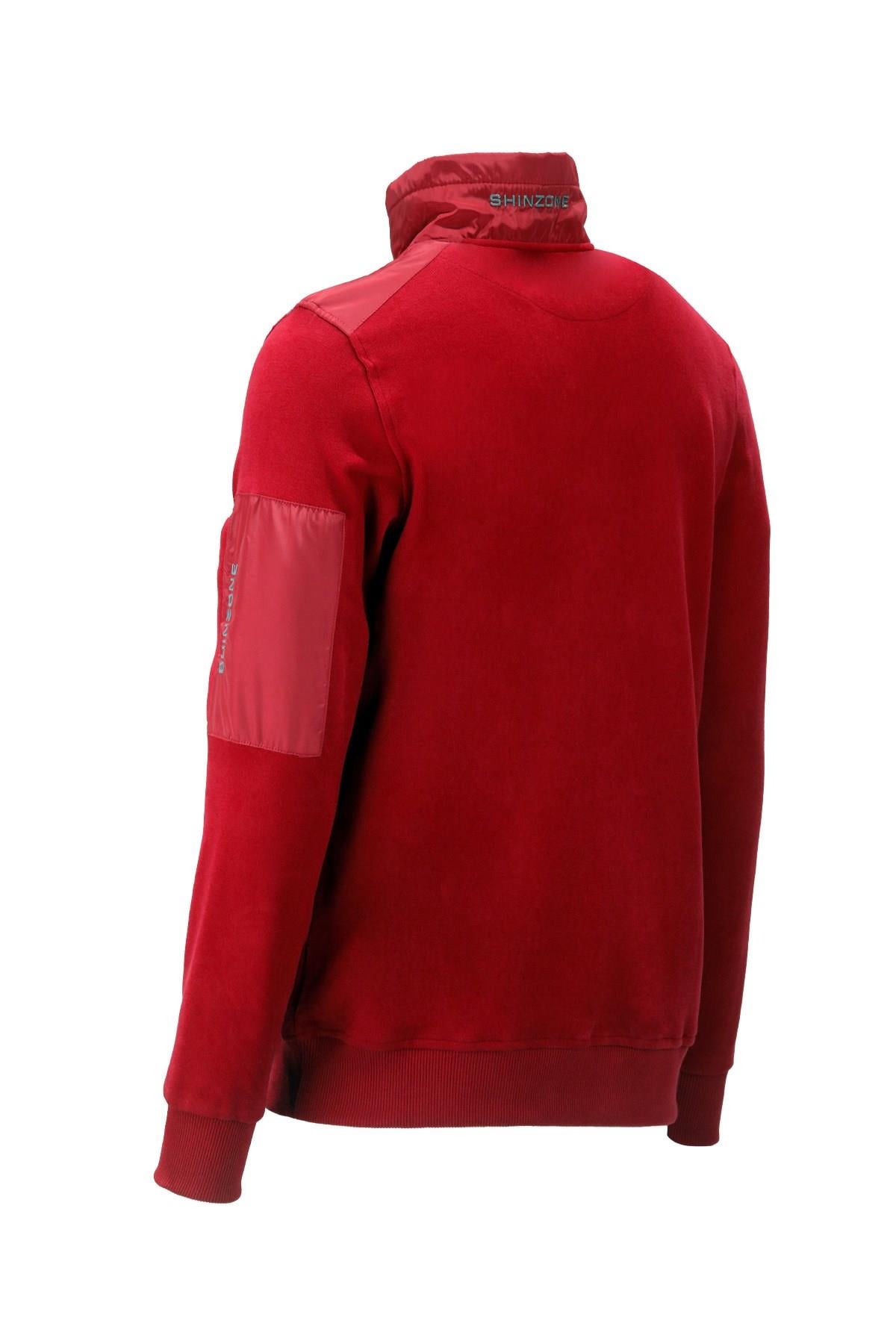 SweatshirtShinzoneErkek Standart Fit Yarım Fermuarlı Nar Çiçeği Sweatshirt