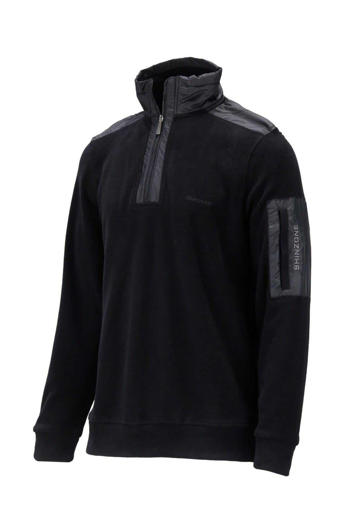 SweatshirtShinzoneErkek Standart Fit Yarım Fermuarlı Siyah Sweatshirt