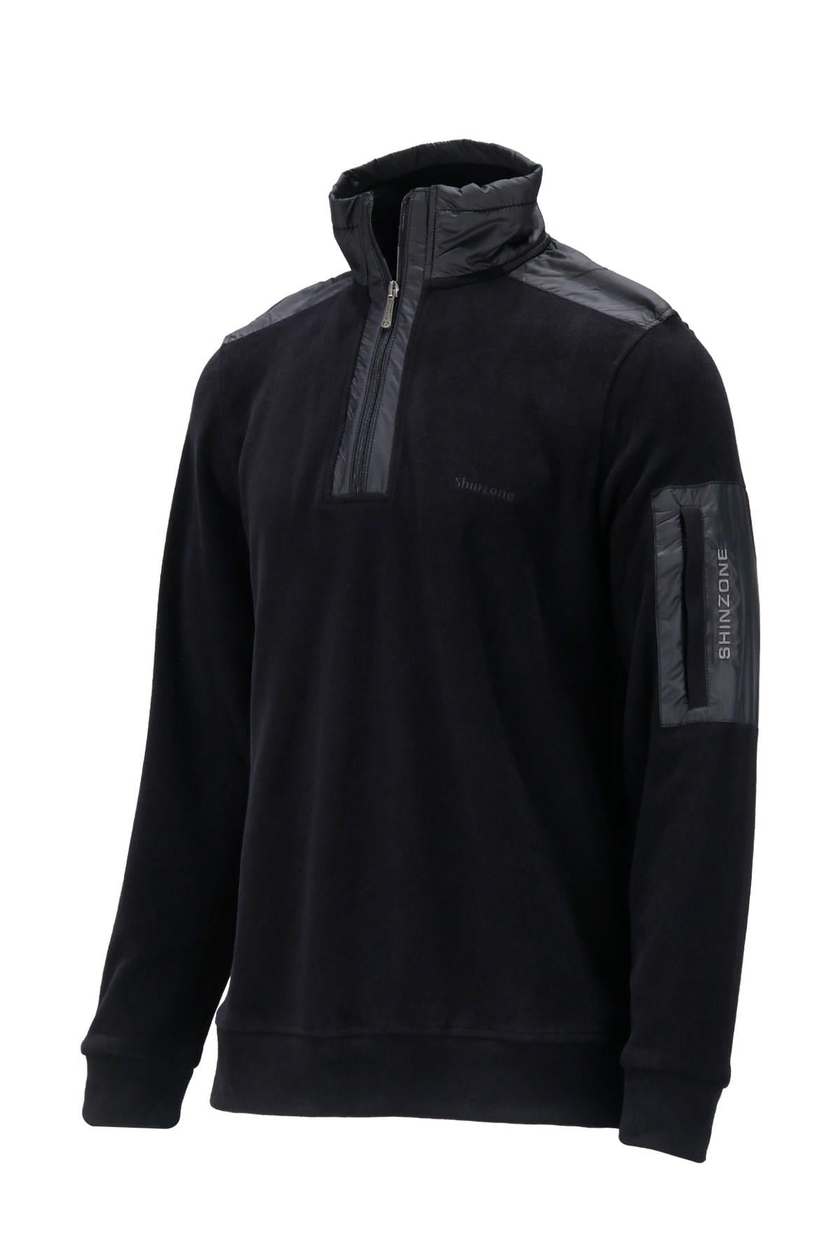 SweatshirtShinzoneErkek Standart Fit Yarım Fermuarlı Siyah Sweatshirt