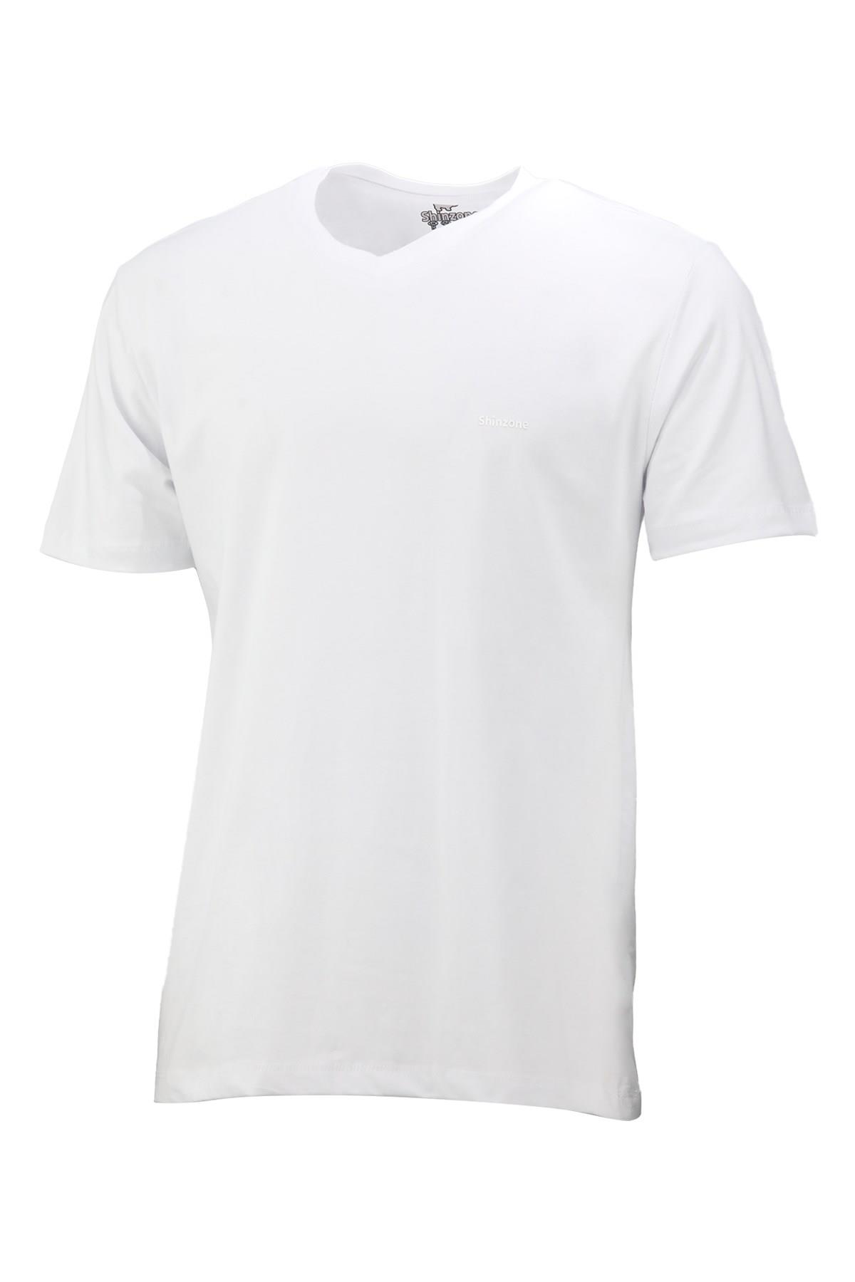 T-ShirtShinzoneErkek V Yaka Standart Fit Beyaz T-Shirt