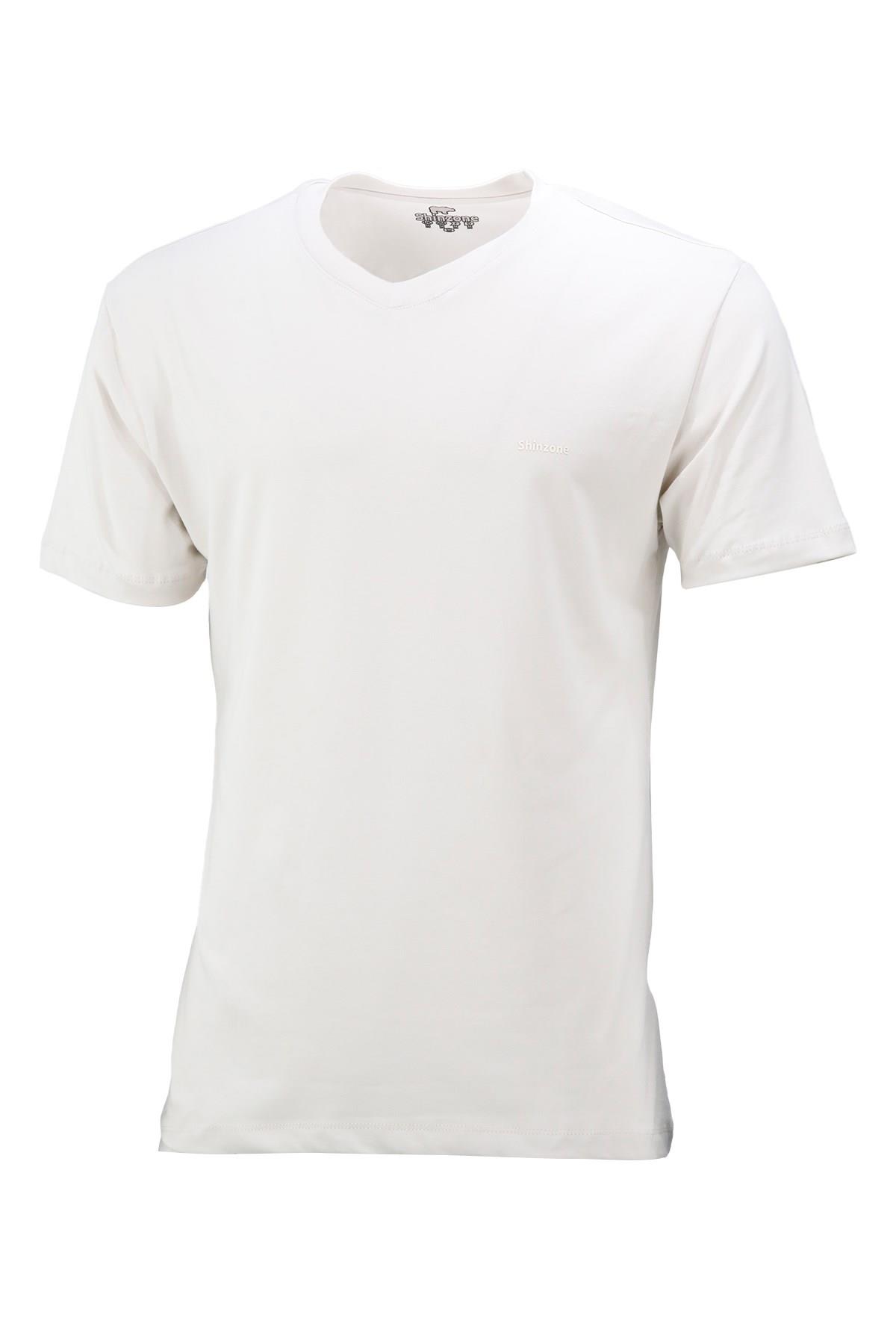 T-ShirtShinzoneErkek V Yaka Standart Fit Krem T-Shirt