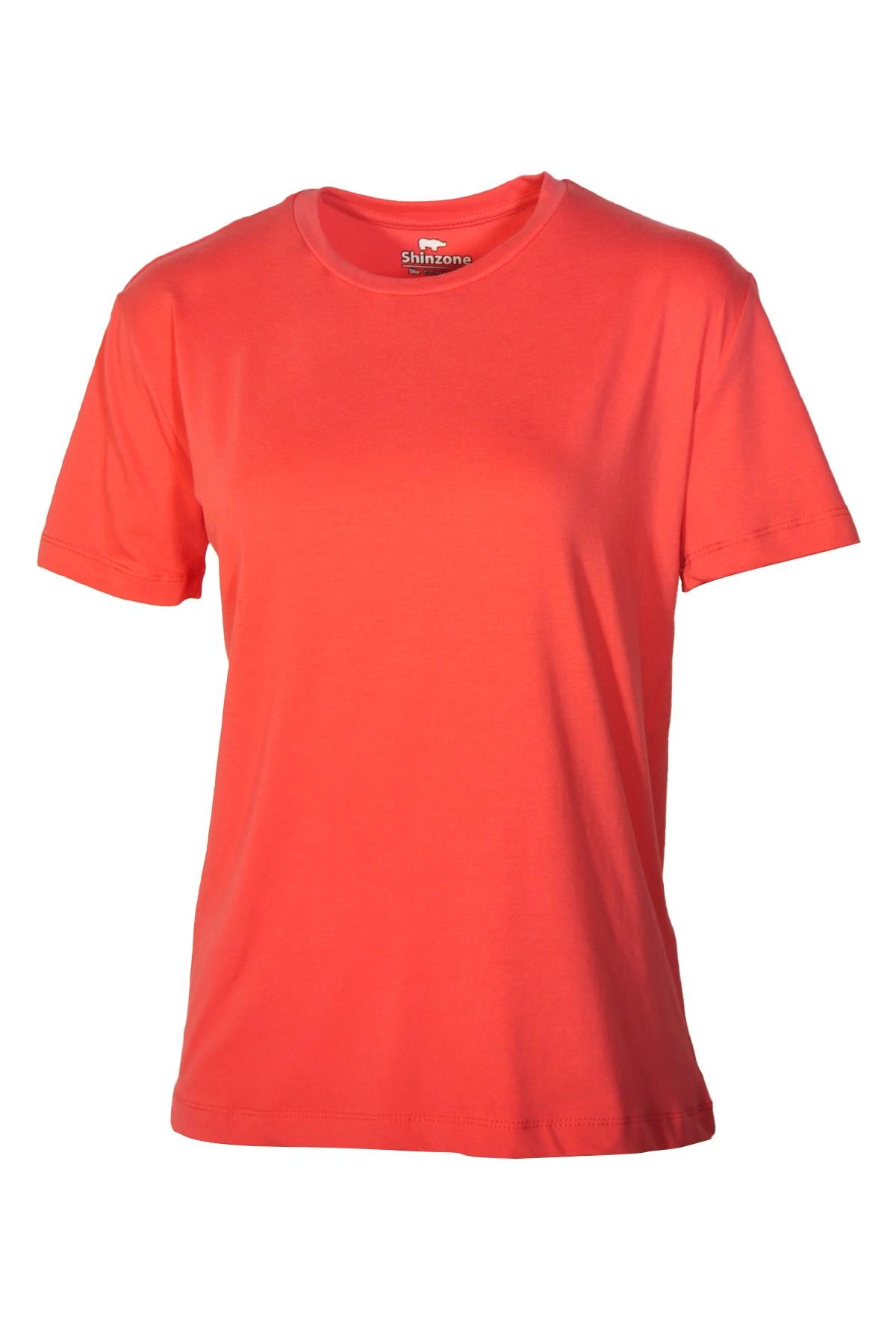 Kadın T-ShirtShinzoneKadın Bisiklet Yaka Basic Nar Çiçeği T-Shirt