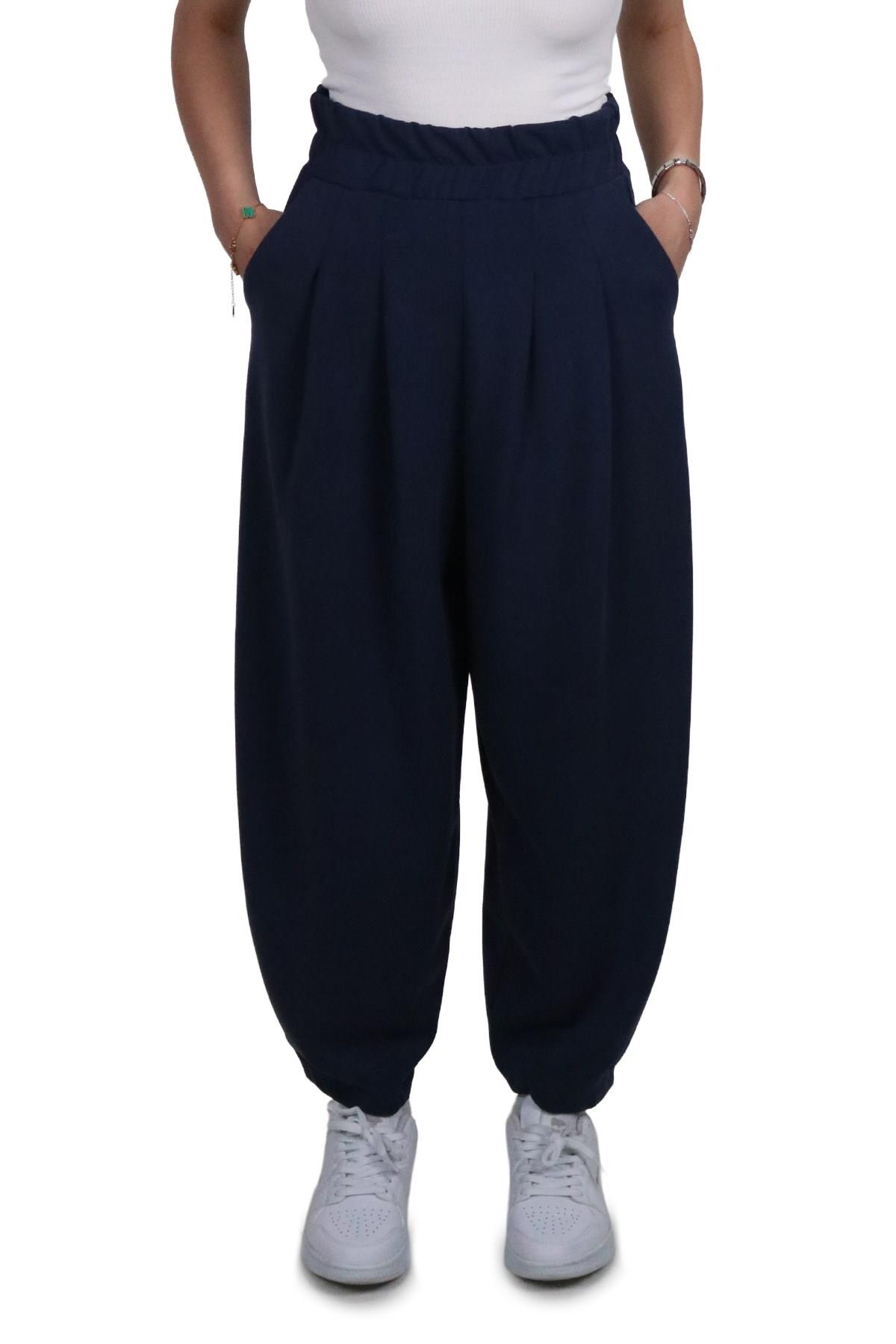 PantolonShinzoneKadın Modal Kumaş Havuç Kesim Lacivert Pantolon