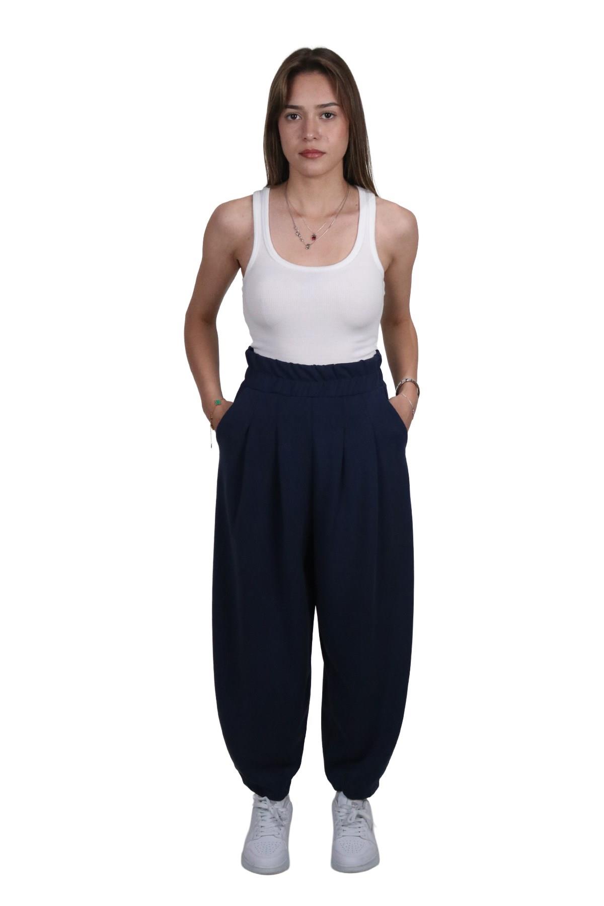 PantolonShinzoneKadın Modal Kumaş Havuç Kesim Lacivert Pantolon