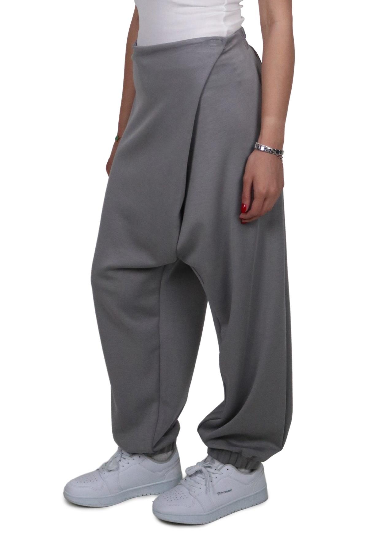 PantolonShinzoneKadın Modal Kumaş Yumuşak Dokulu Gri Şalvar Pantolon