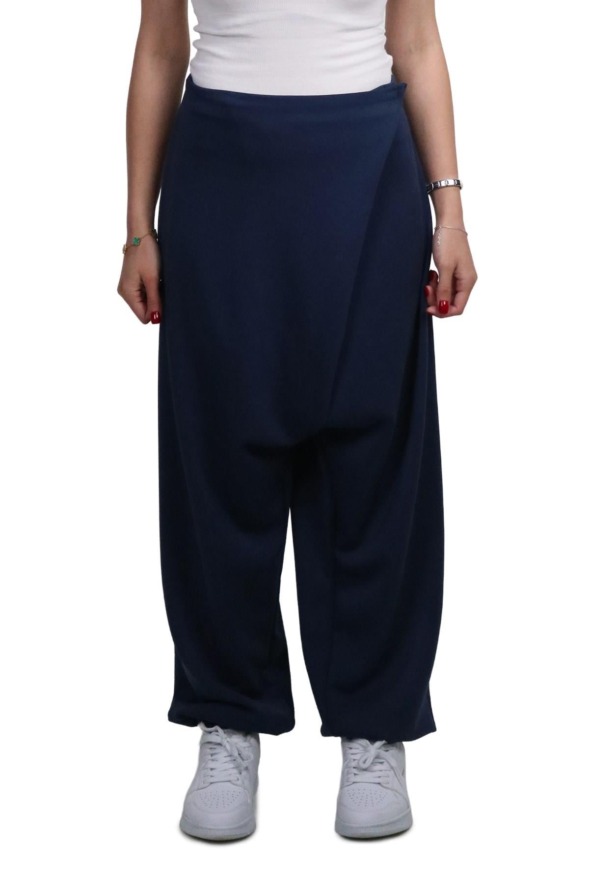 PantolonShinzoneKadın Modal Kumaş Yumuşak Dokulu Lacivert Şalvar Pantolon