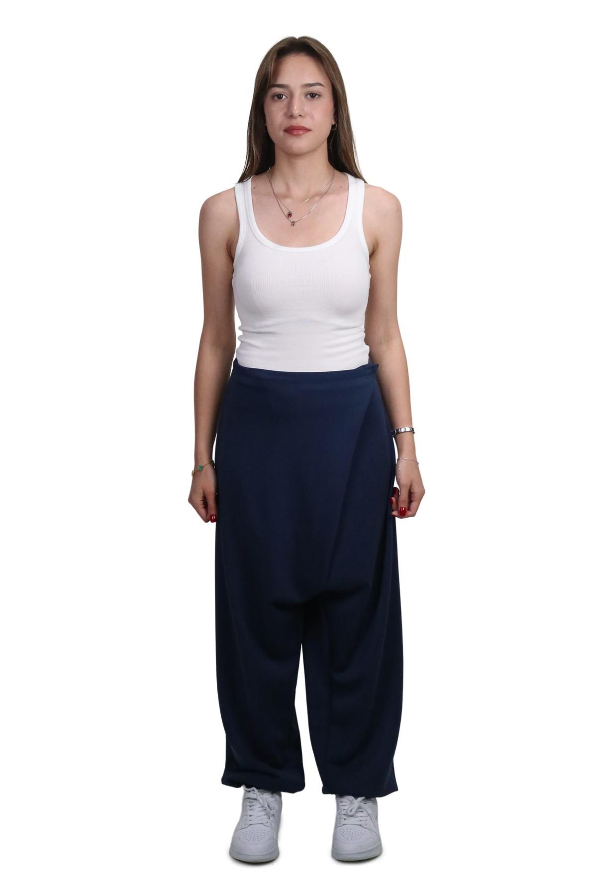 PantolonShinzoneKadın Modal Kumaş Yumuşak Dokulu Lacivert Şalvar Pantolon
