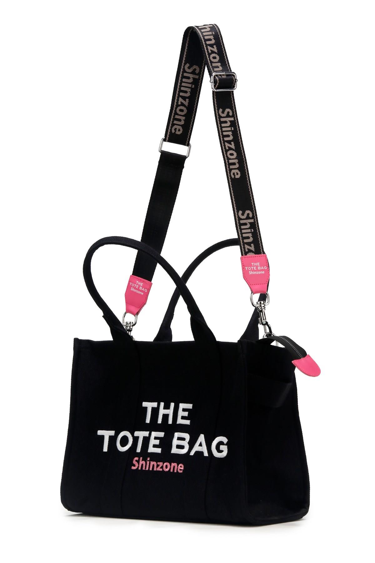 ÇantaShinzoneKadın Soft Tote Bag Kanvas Siyah Pembe Çanta