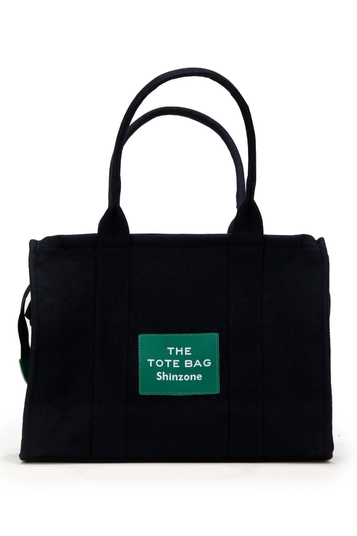 Kadın Soft Tote Bag Kanvas Siyah Yeşil Çanta