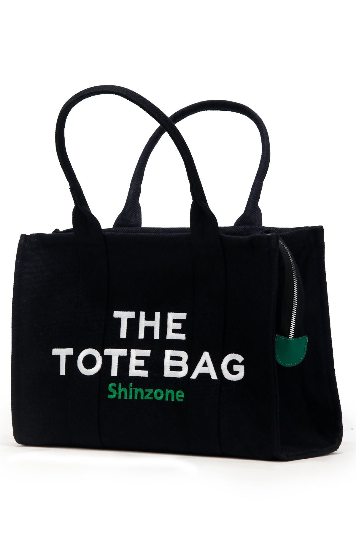 ÇantaShinzoneKadın Soft Tote Bag Kanvas Siyah Yeşil Çanta