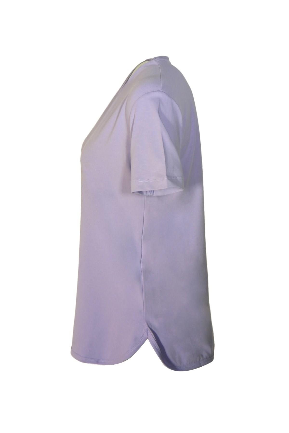 Kadın T-ShirtShinzoneKadın V Yaka Basic Lila T-Shirt