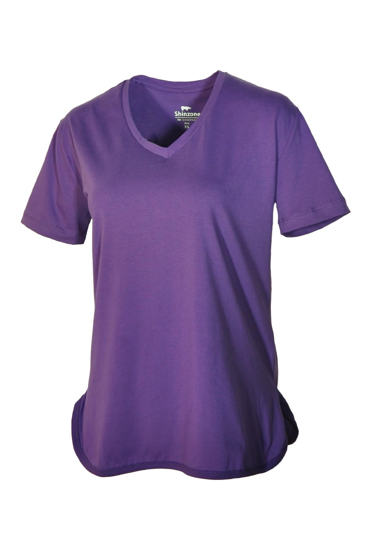 Kadın T-ShirtShinzoneKadın V Yaka Basic Mor T-Shirt
