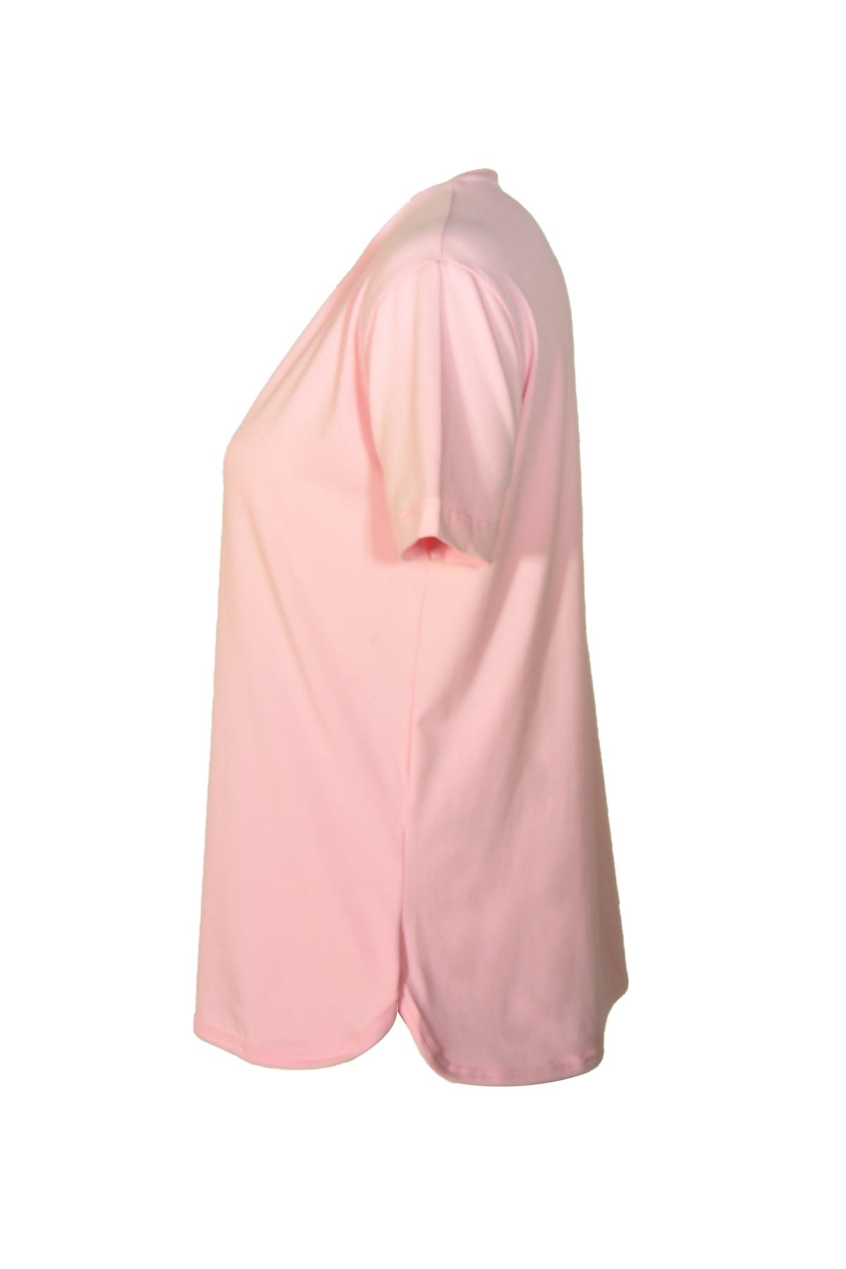 Kadın T-ShirtShinzoneKadın V Yaka Basic Pembe T-Shirt