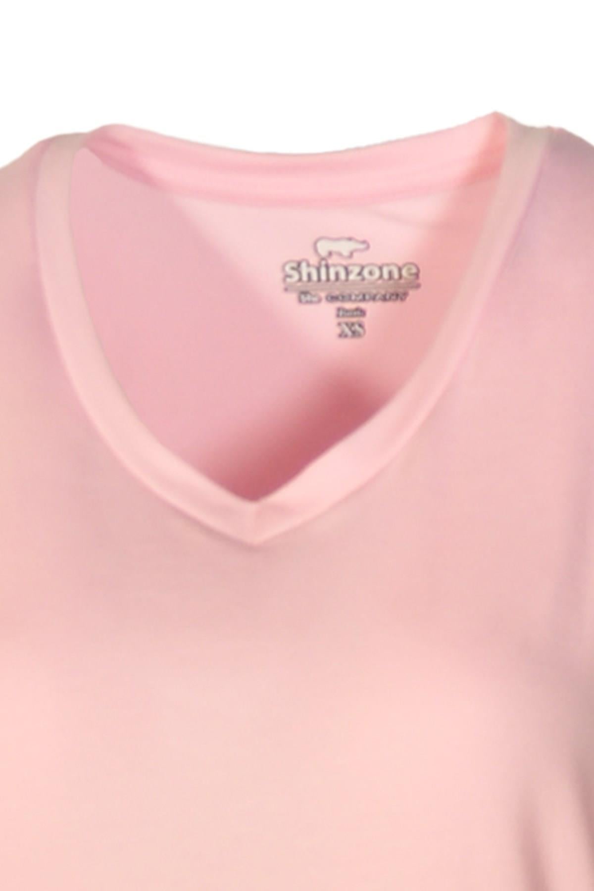 Kadın T-ShirtShinzoneKadın V Yaka Basic Pembe T-Shirt