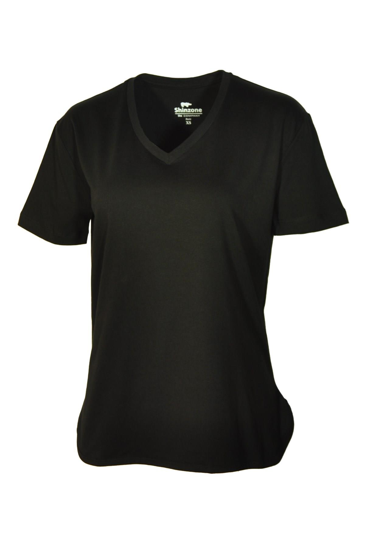 Kadın T-ShirtShinzoneKadın V Yaka Basic Siyah T-Shirt