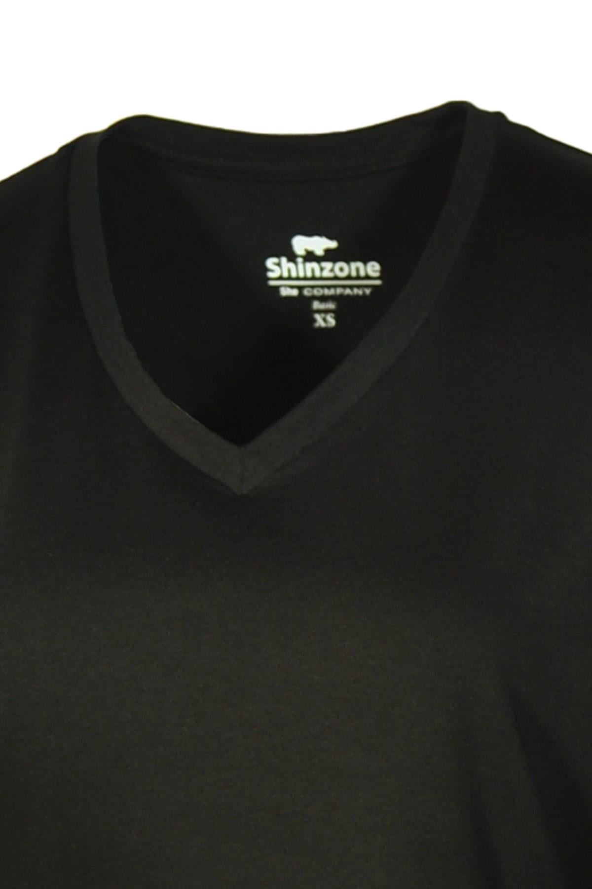 Kadın T-ShirtShinzoneKadın V Yaka Basic Siyah T-Shirt