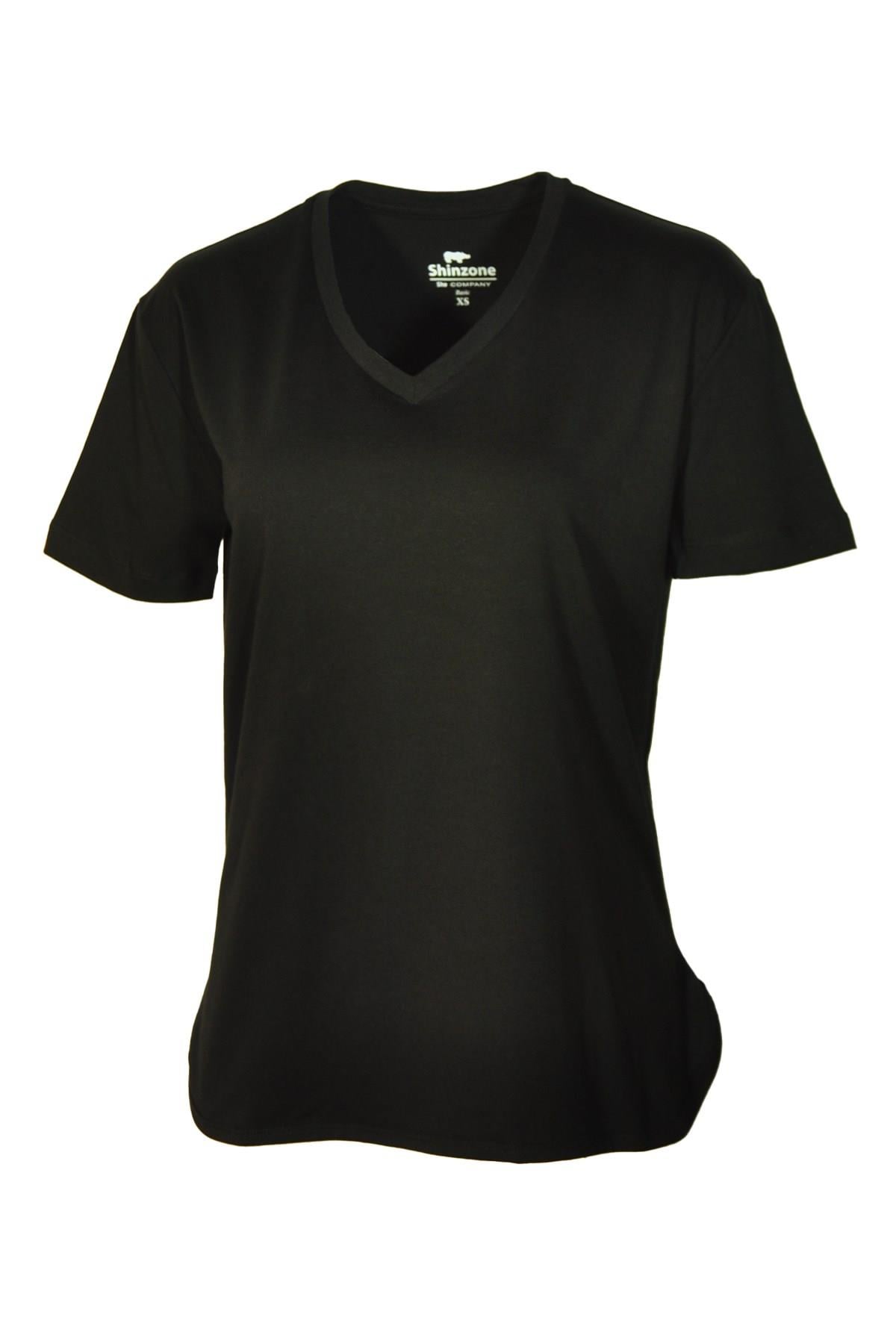Kadın T-ShirtShinzoneKadın V Yaka Basic Siyah T-Shirt