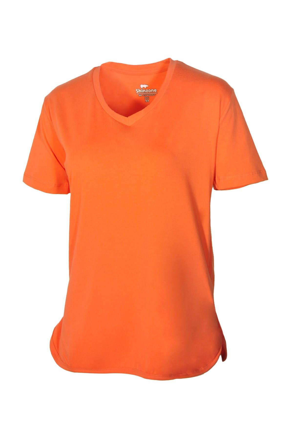 Kadın T-ShirtShinzoneKadın V Yaka Basic Turuncu T-Shirt