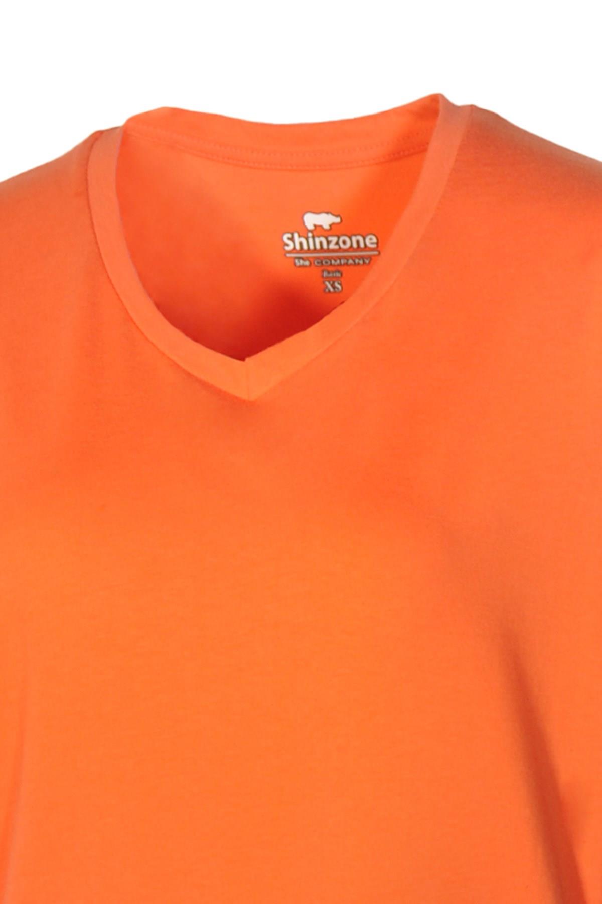Kadın T-ShirtShinzoneKadın V Yaka Basic Turuncu T-Shirt