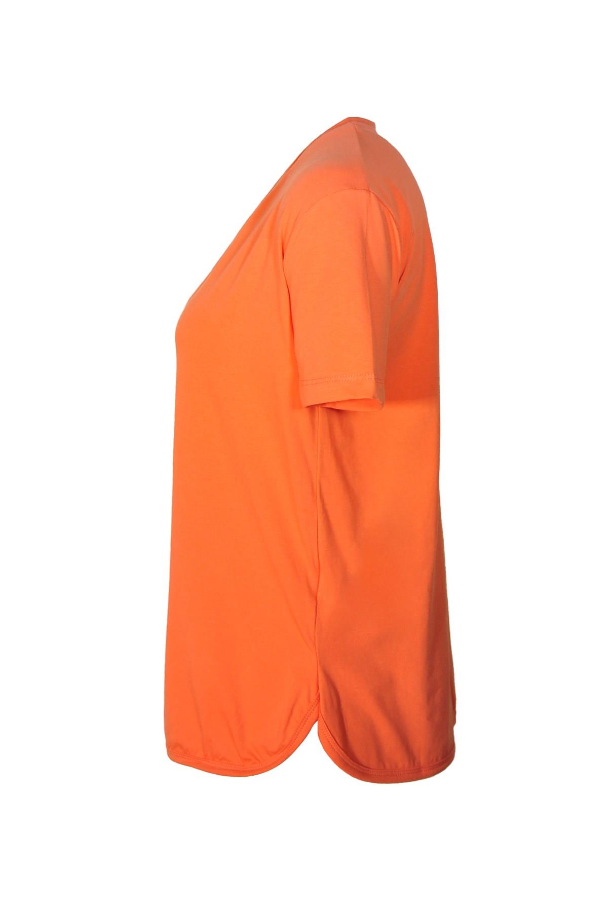 Kadın T-ShirtShinzoneKadın V Yaka Basic Turuncu T-Shirt