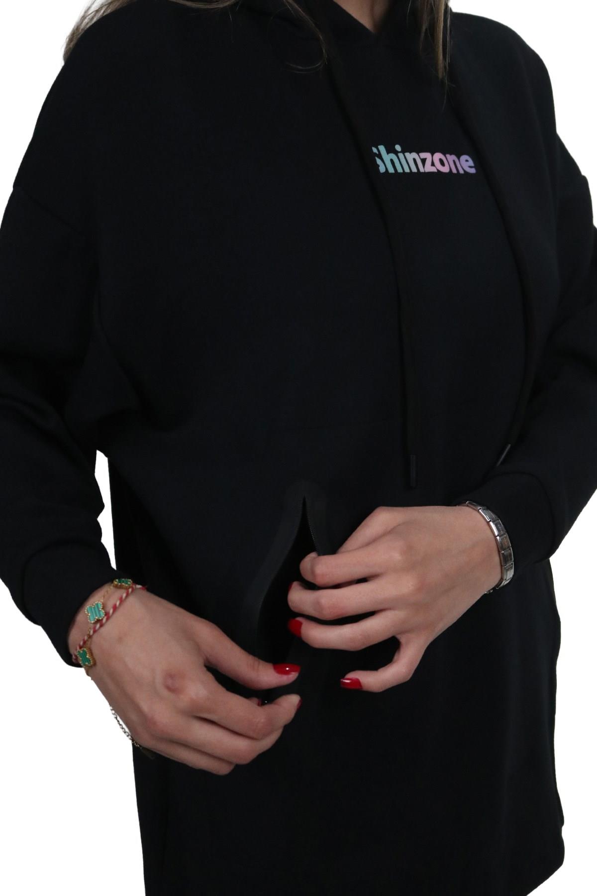 SweatshirtShinzoneKadın Yumuşak Dokulu Modal Kumaş Fermuar Cep Detaylı Rahat Kalıp Renkli Baskılı Kapüşonlu Sweatshirt