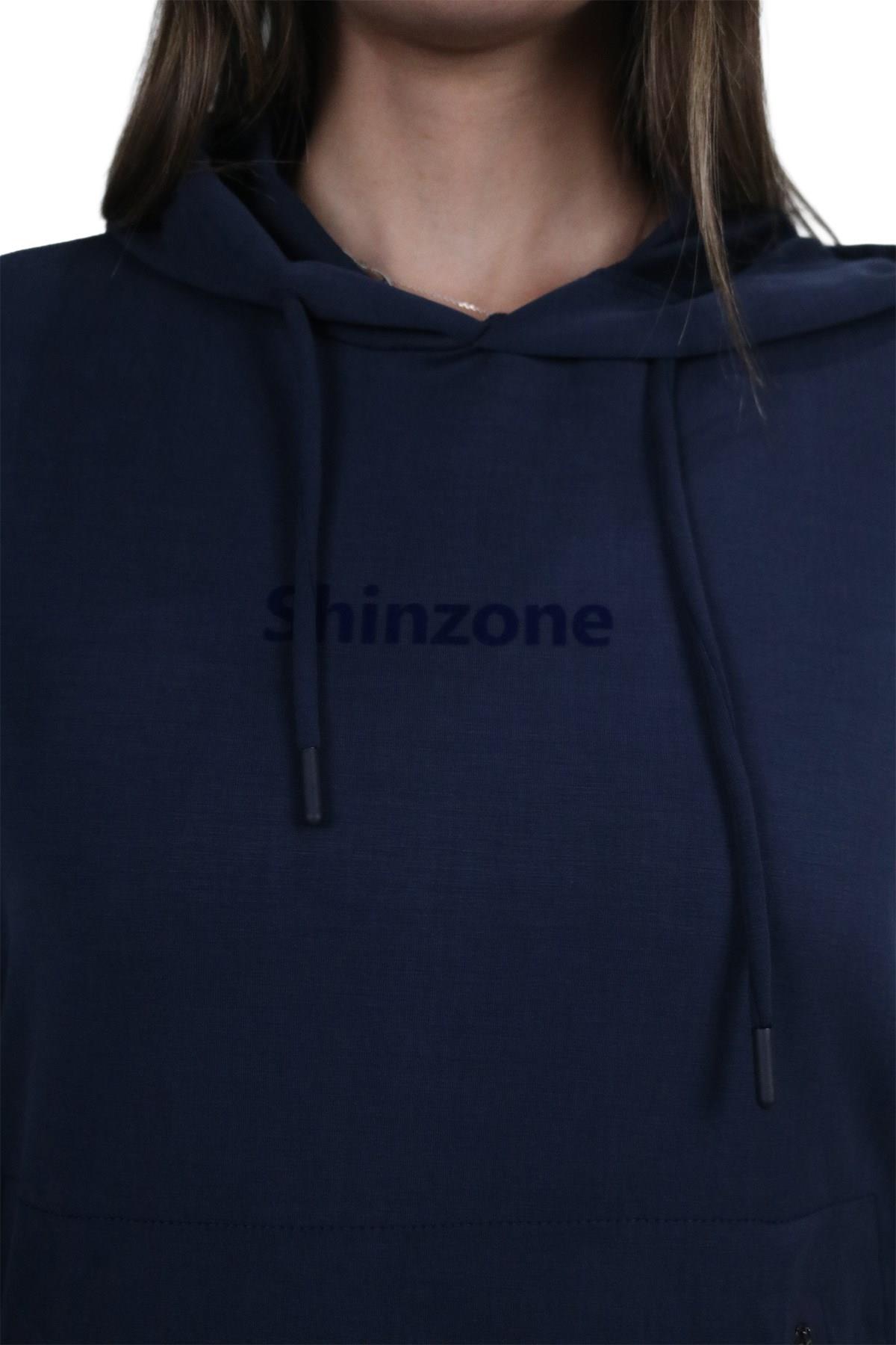 SweatshirtShinzoneKadın Yumuşak Dokulu Modal Kumaş Fermuar Cep Detaylı Rahat Kalıp Lacivert Kapüşonlu Sweatshirt