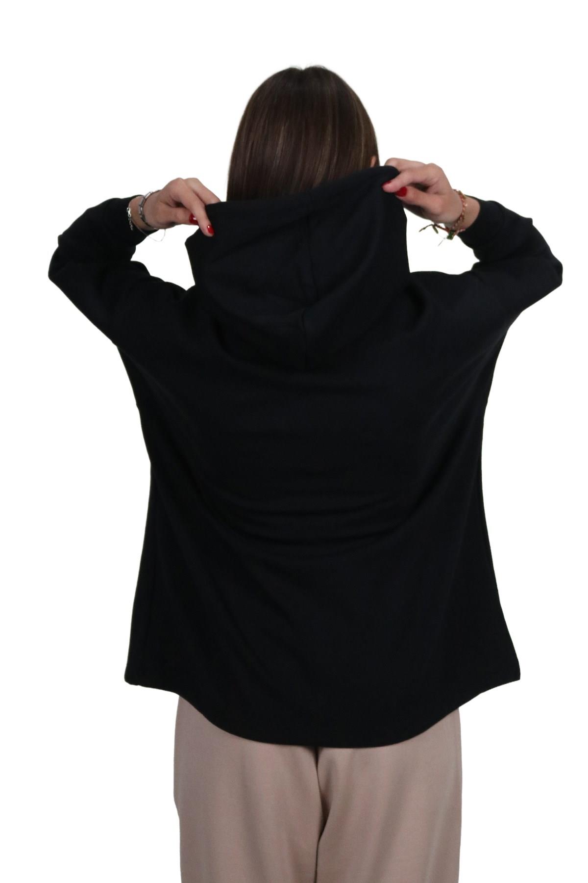 SweatshirtShinzoneKadın Yumuşak Dokulu Modal Kumaş Fermuar Cep Detaylı Rahat Kalıp Renkli Baskılı Kapüşonlu Sweatshirt