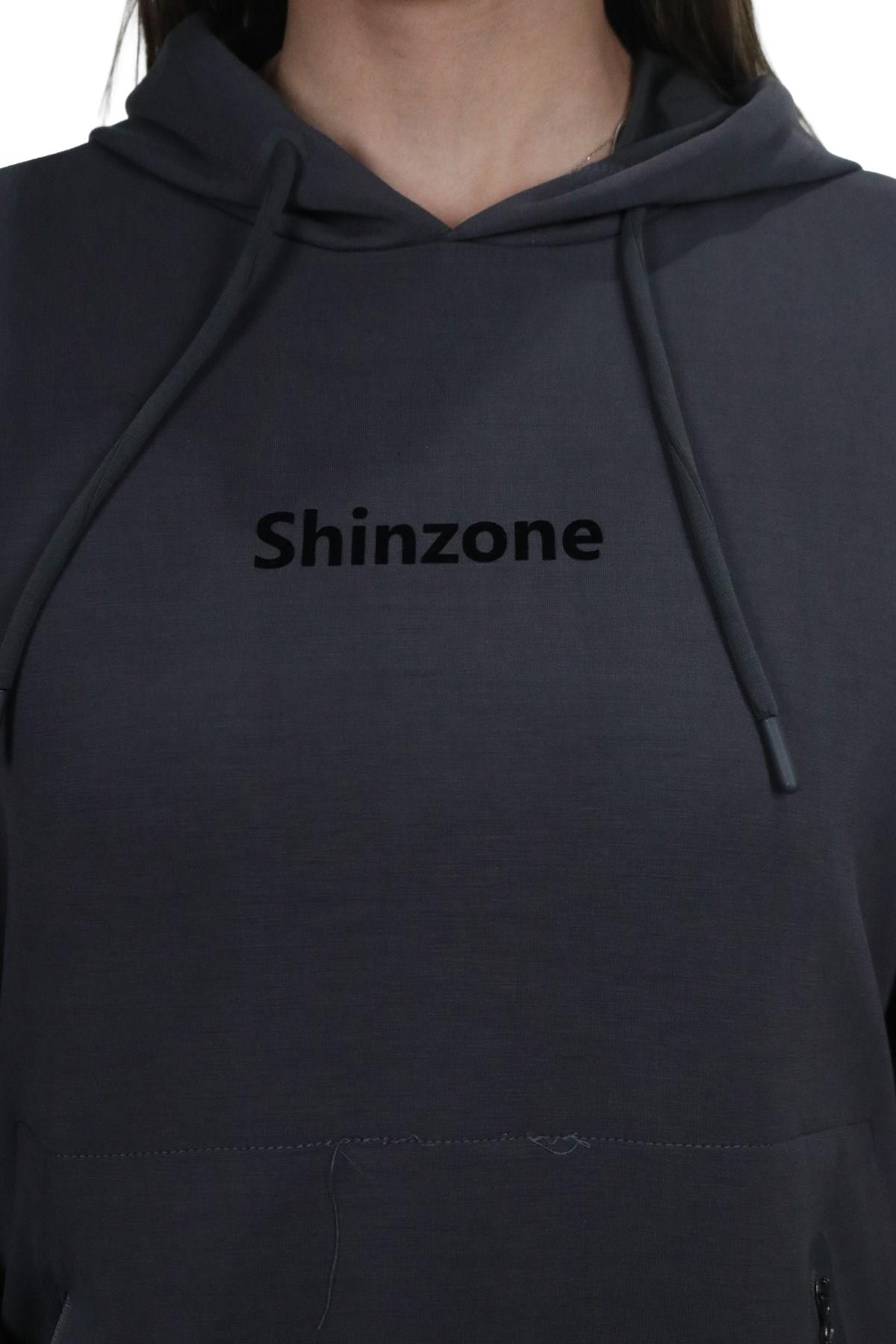 SweatshirtShinzoneKadın Yumuşak Dokulu Modal Kumaş Fermuar Cep Detaylı Rahat Kalıp Antrasit Kapüşonlu Sweatshirt