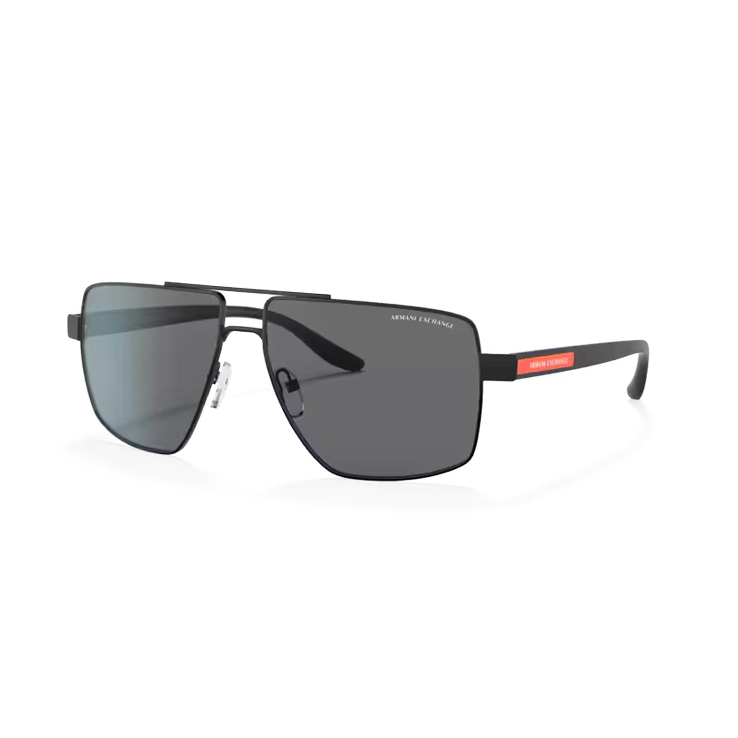 Armani Exchange AEX 2037S 600081 60 Erkek Geometrik Siyah Metal Güneş Gözlüğü