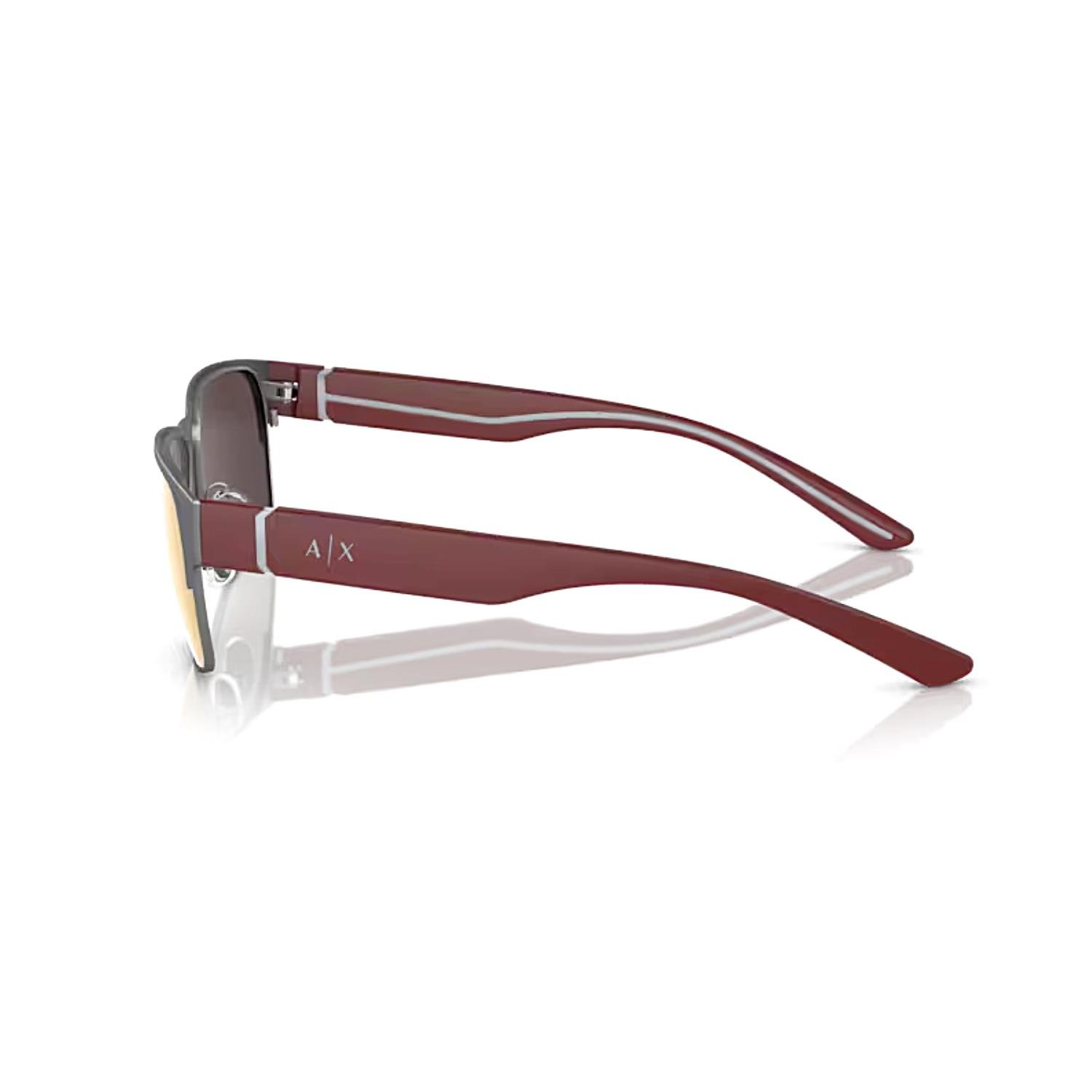 Armani Exchange AEX 2046S 60036Q 57 Erkek Dikdörtgen Mat Gri Metal Güneş Gözlüğü