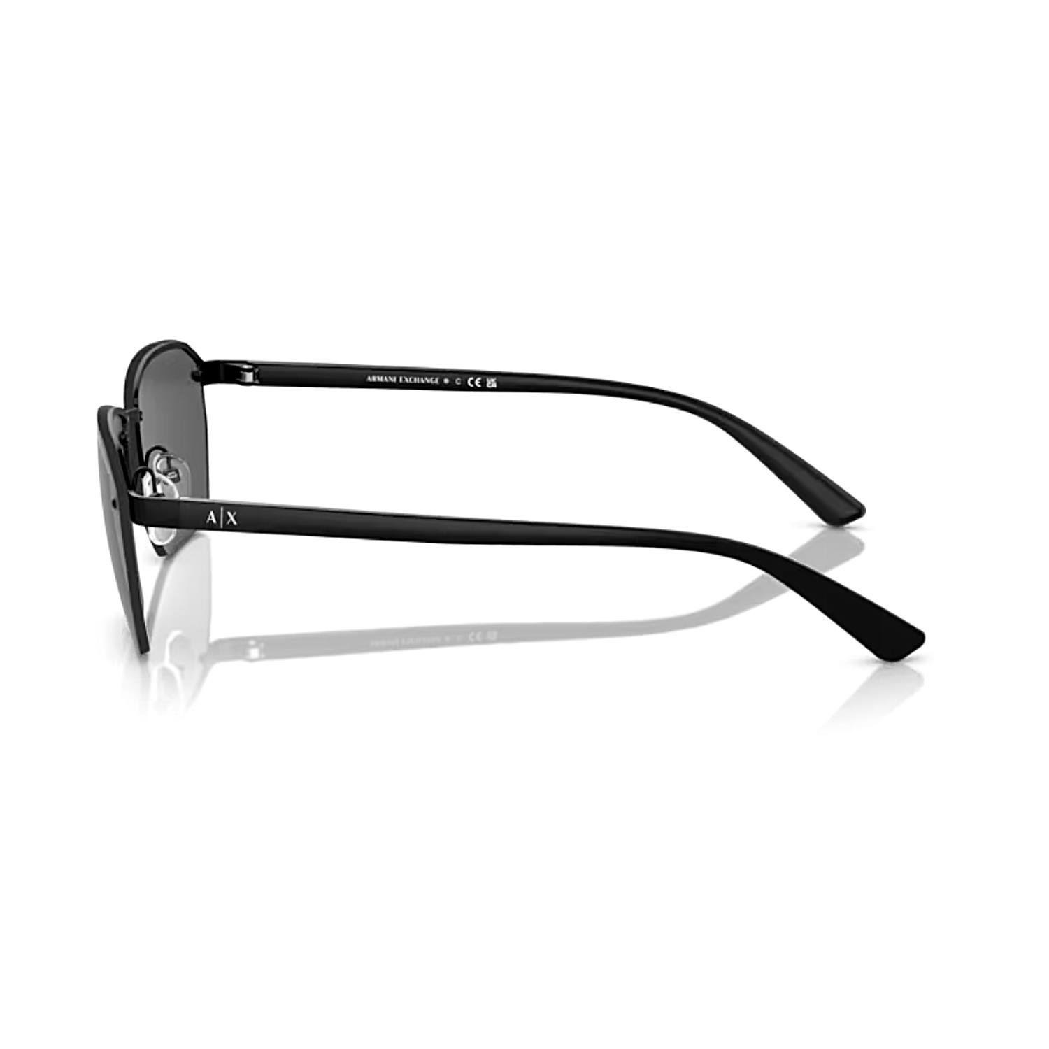Armani Exchange AEX 2048S 600087 59 Erkek Dikdörtgen Mat Siyah Metal Güneş Gözlüğü