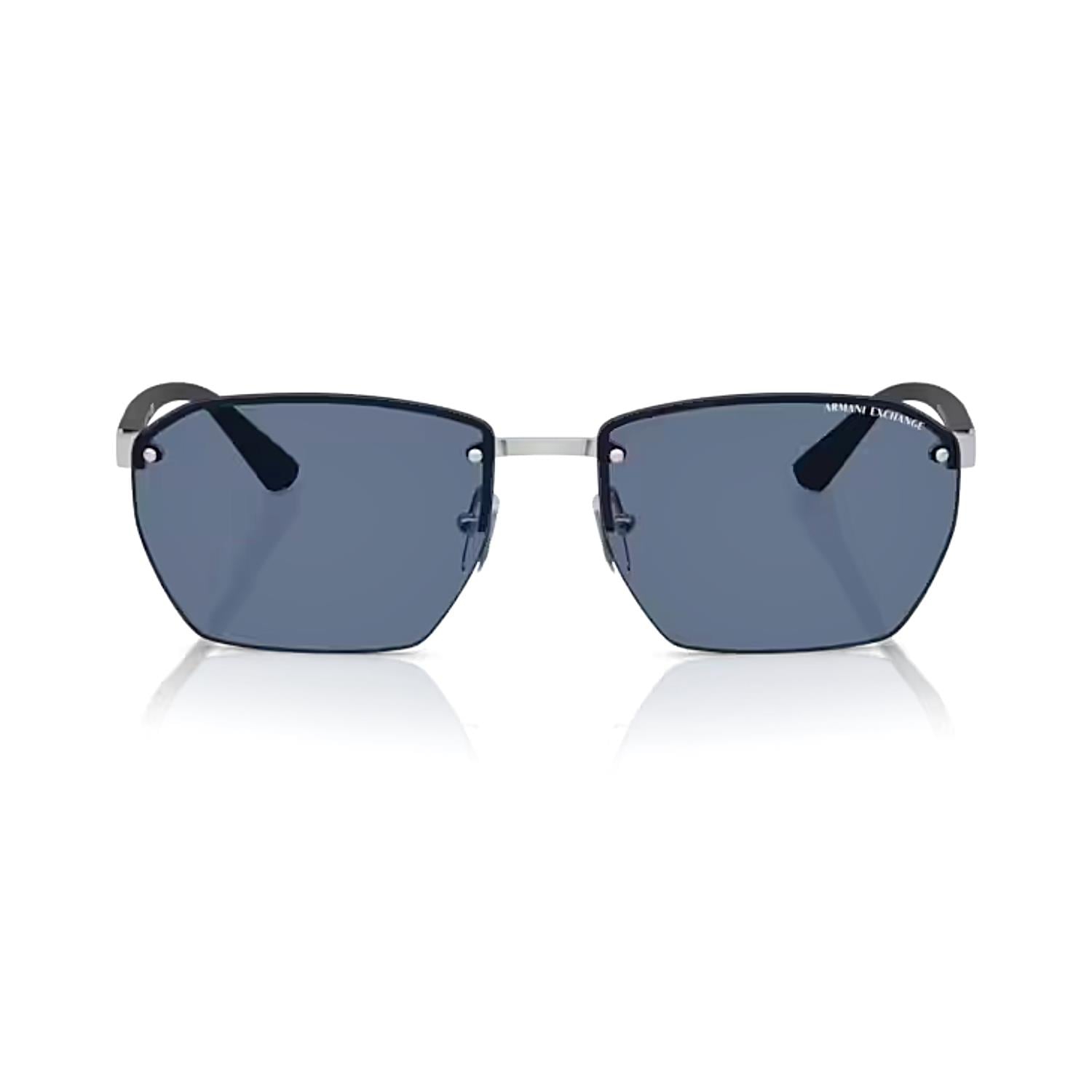 Armani Exchange AEX 2048S 604580 59 Erkek Dikdörtgen Mat Gümüş Metal Güneş Gözlüğü