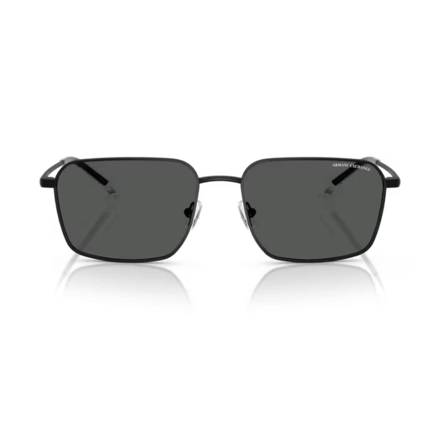 Armani Exchange AEX 2053S 600087 57 Erkek Dikdörtgen Siyah Metal Güneş Gözlüğü