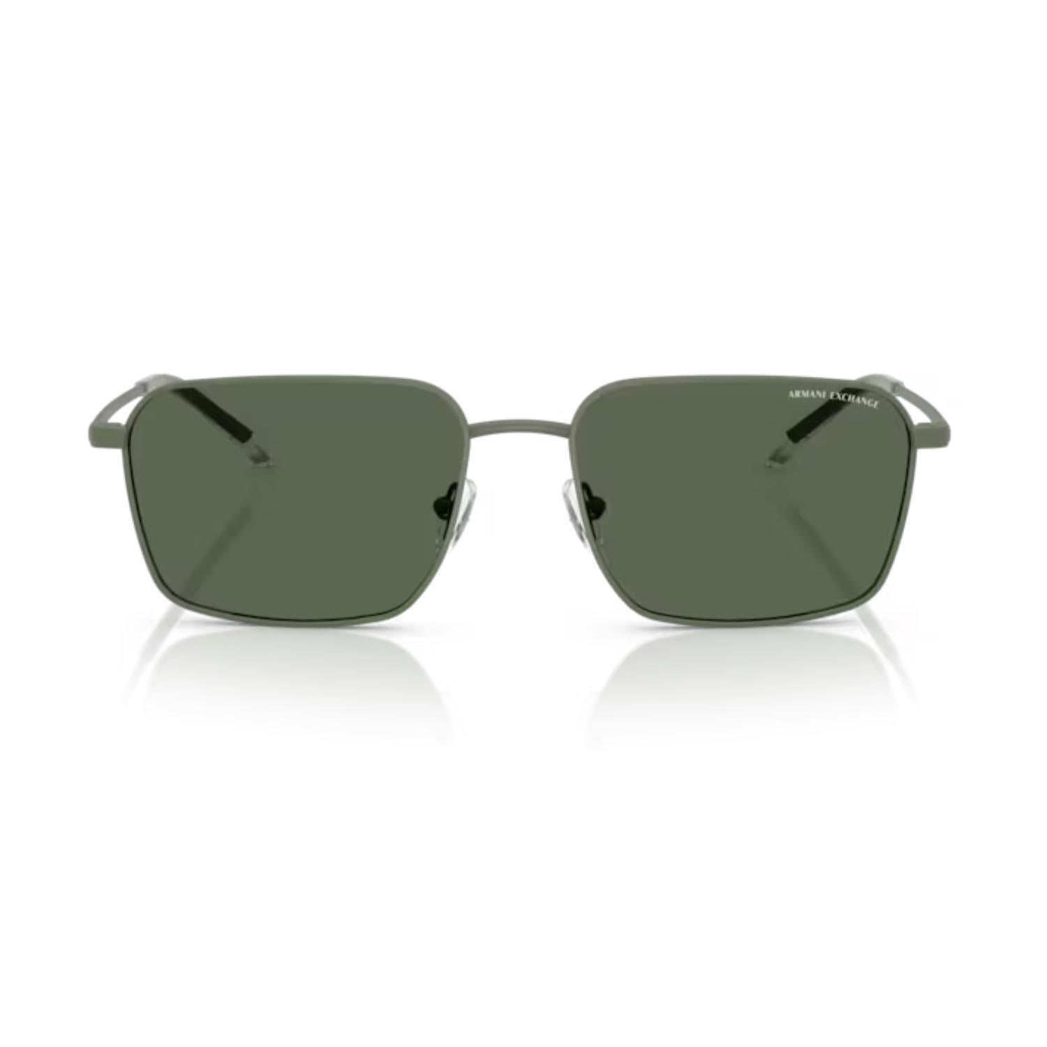 Armani Exchange AEX 2053S 612471 57 Erkek Dikdörtgen Yeşil Metal Güneş Gözlüğü