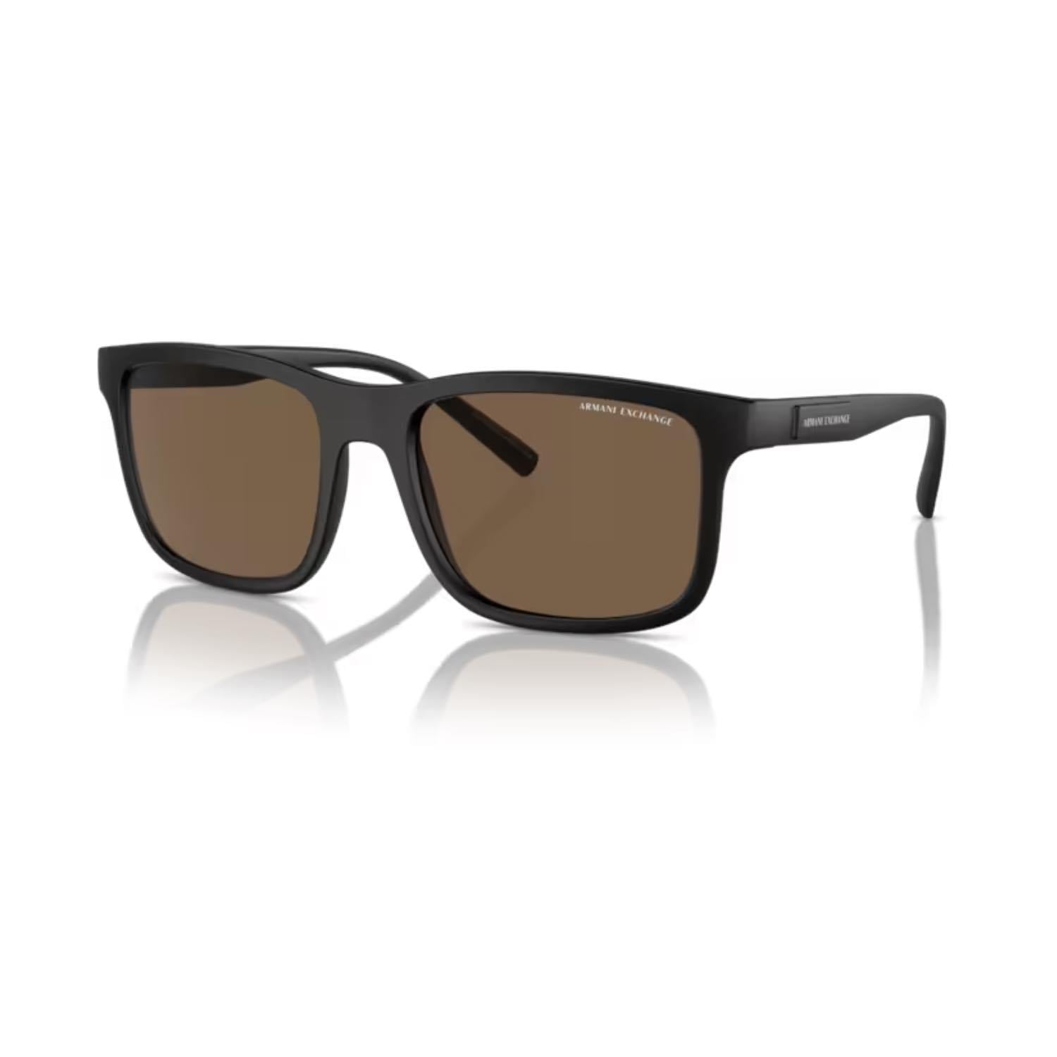 Armani Exchange AEX 4145S 807873 57 Erkek Dikdörtgen Siyah Kemik Güneş Gözlüğü