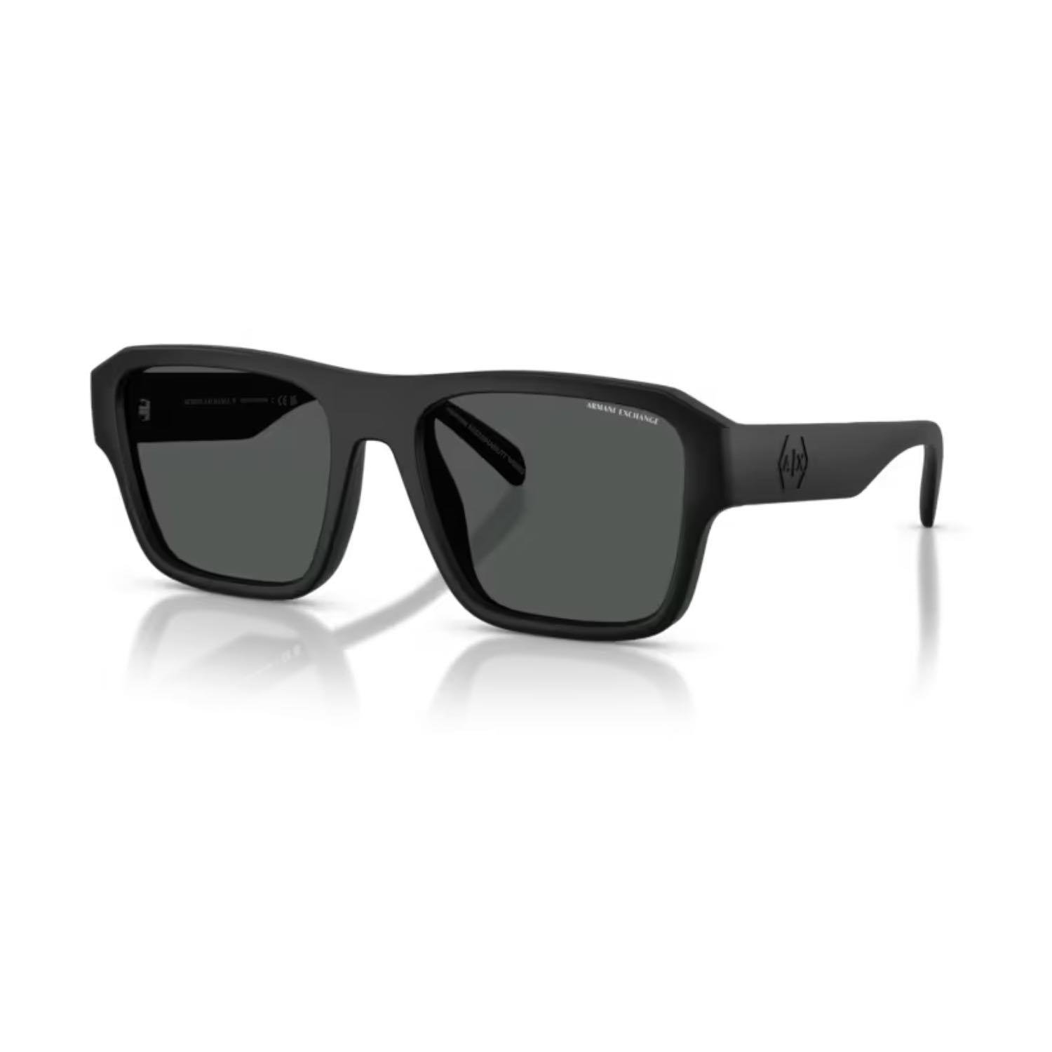 Armani Exchange AEX 4154SU 807887 56 Unisex Kare Siyah Kemik Güneş Gözlüğü