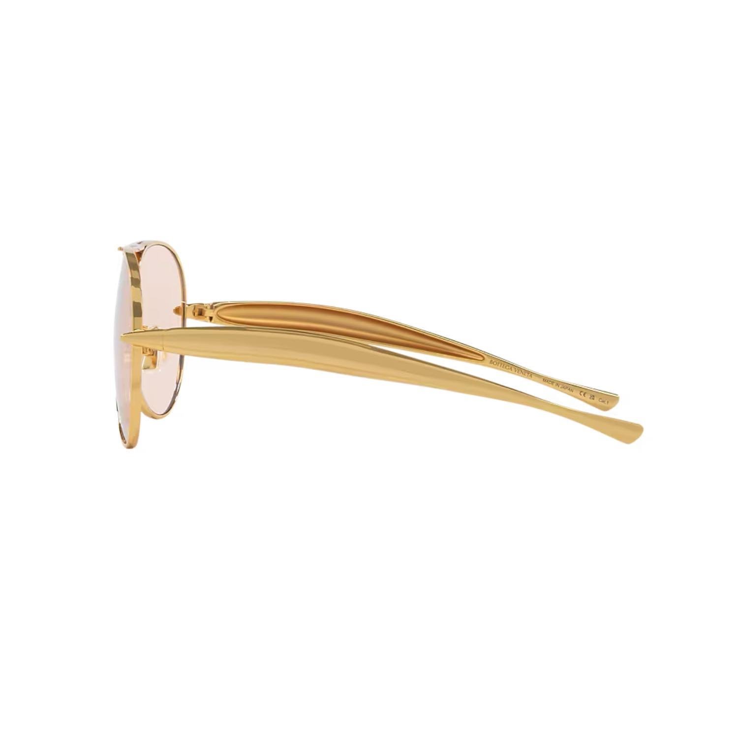 Bottega Veneta BV 1305S 002 64 Unisex Pilot Gold Metal Güneş Gözlüğü