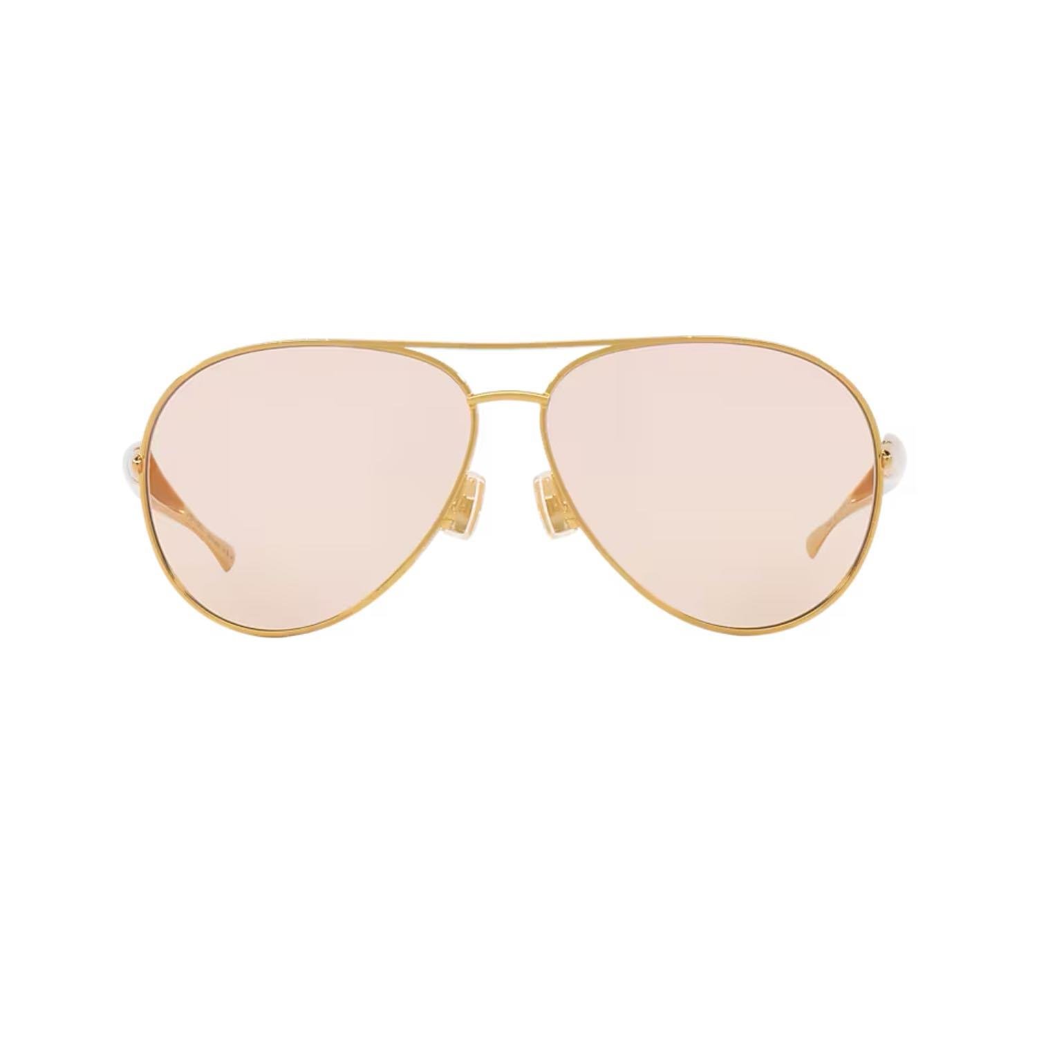 Bottega Veneta BV 1305S 002 64 Unisex Pilot Gold Metal Güneş Gözlüğü